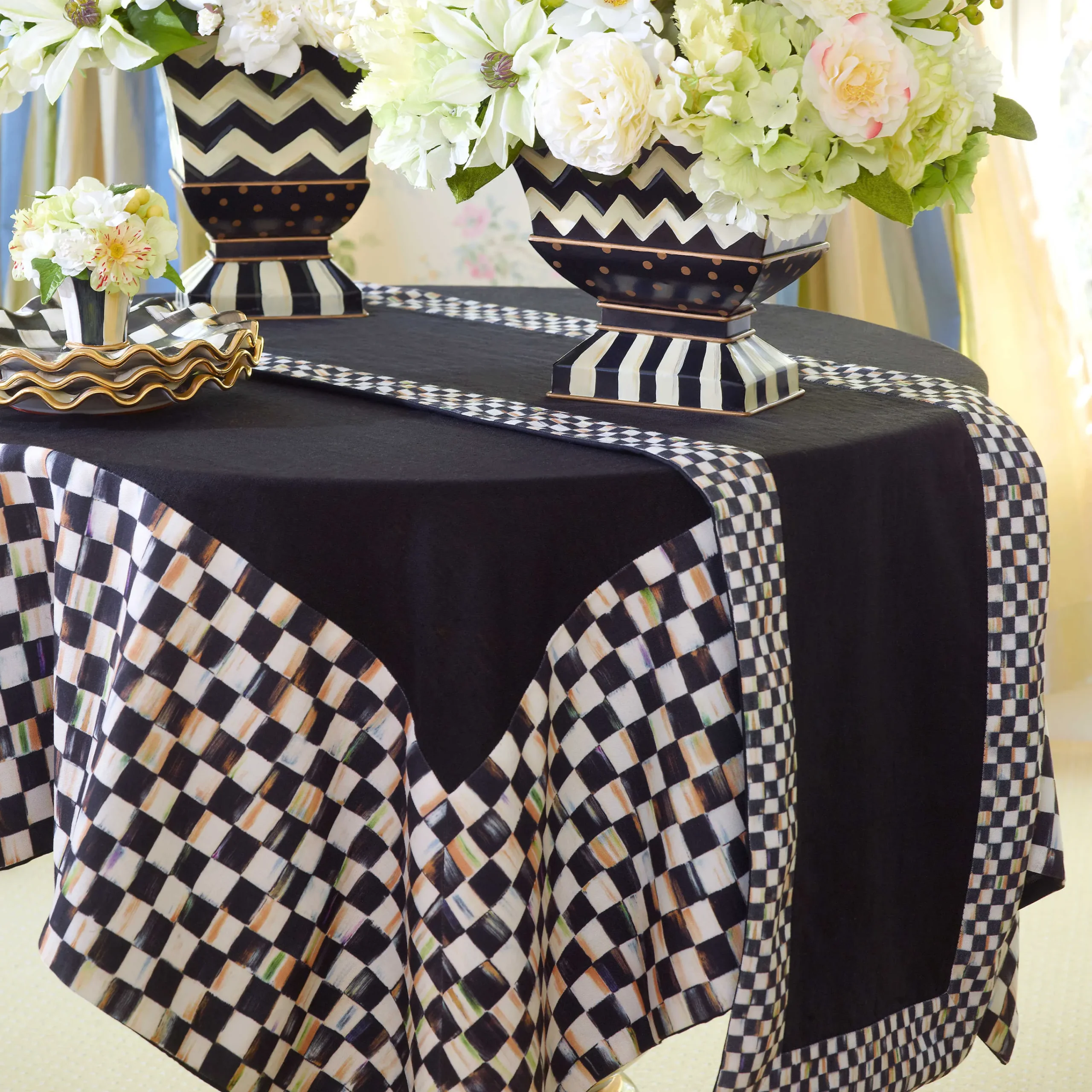 Courtly Check Table Runner - Black|MacKenzie-Childs Best