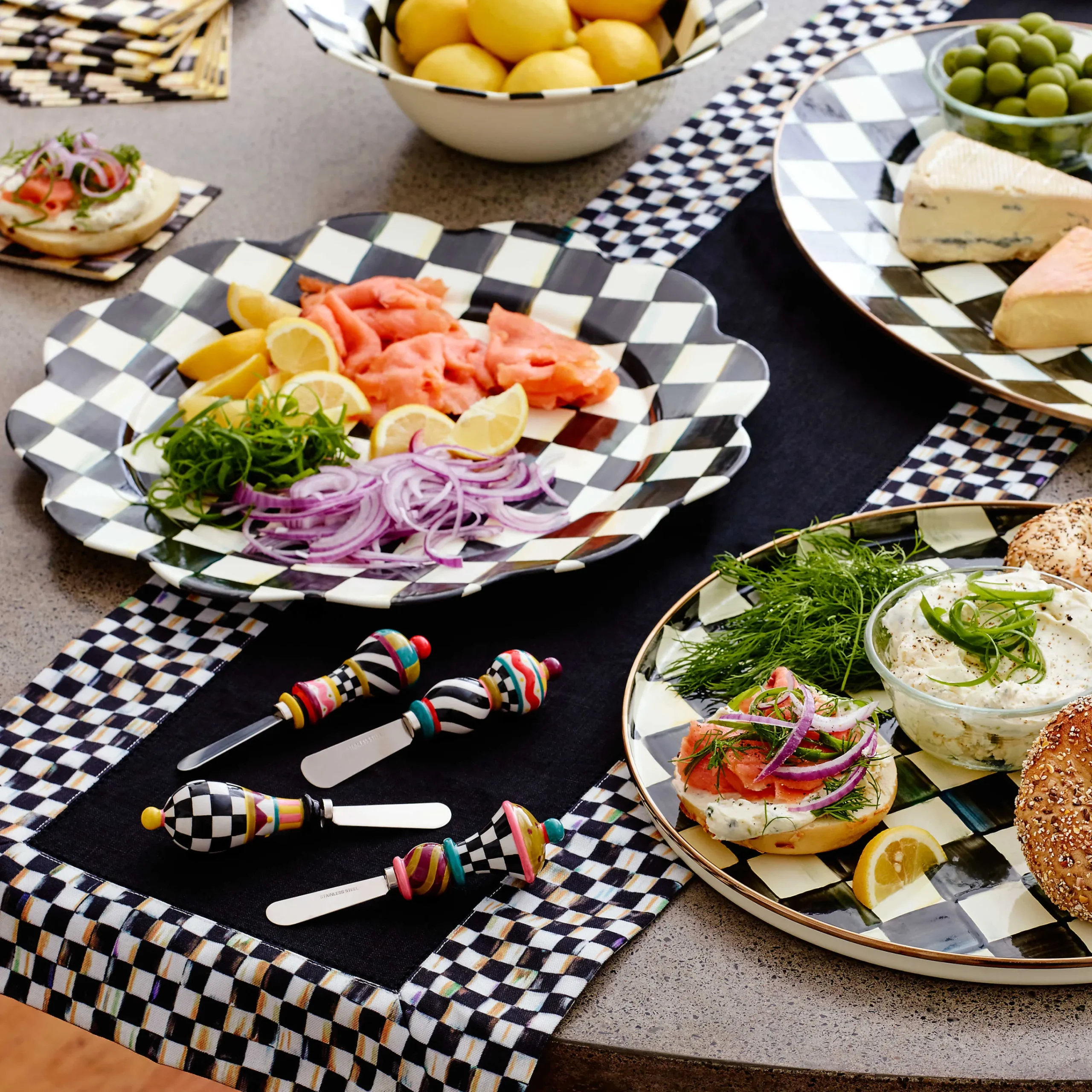 Courtly Check Table Runner - Black|MacKenzie-Childs Best