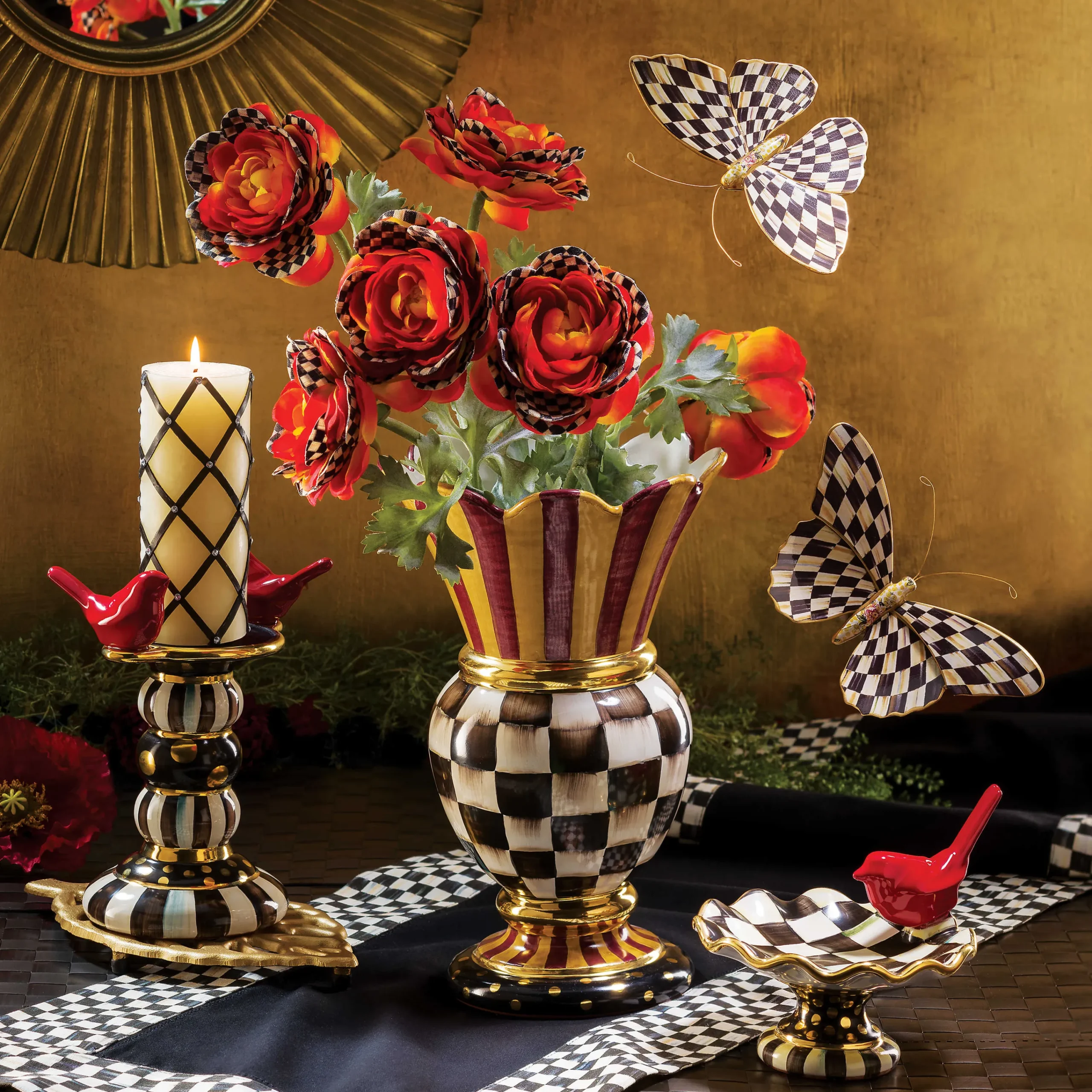 Courtly Check Table Runner - Black|MacKenzie-Childs Best
