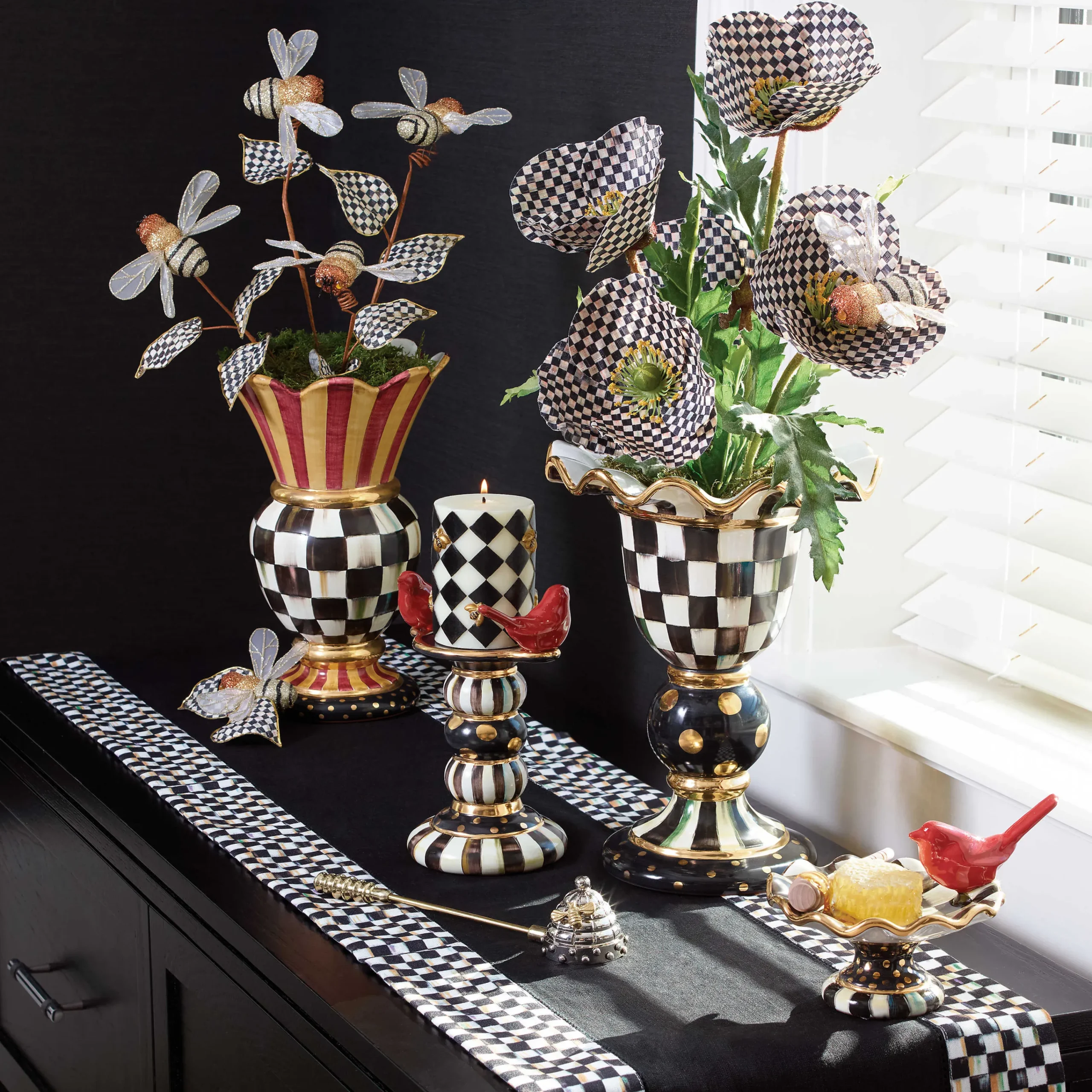 Courtly Check Table Runner - Black|MacKenzie-Childs Best