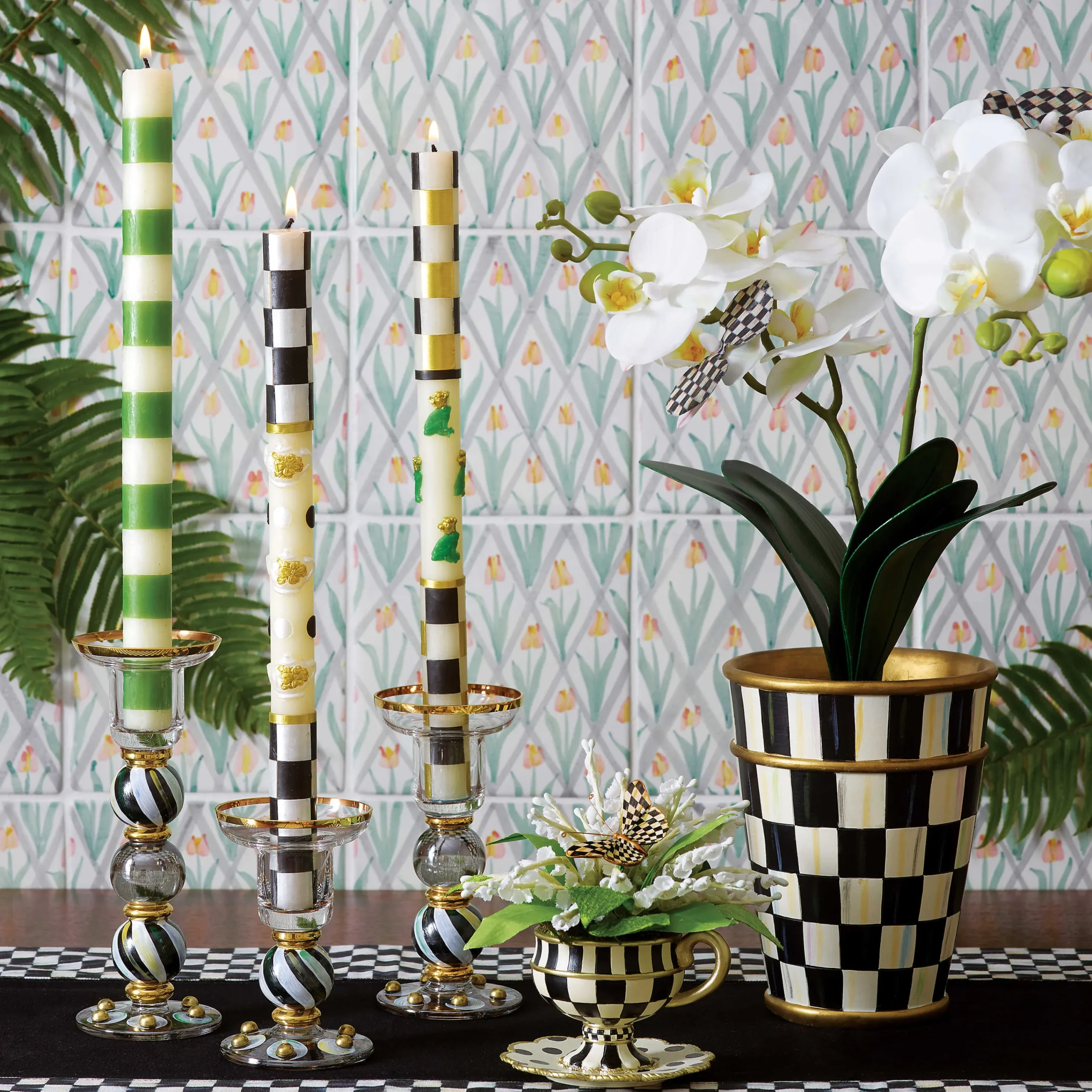 Courtly Check Table Runner - Black|MacKenzie-Childs Best