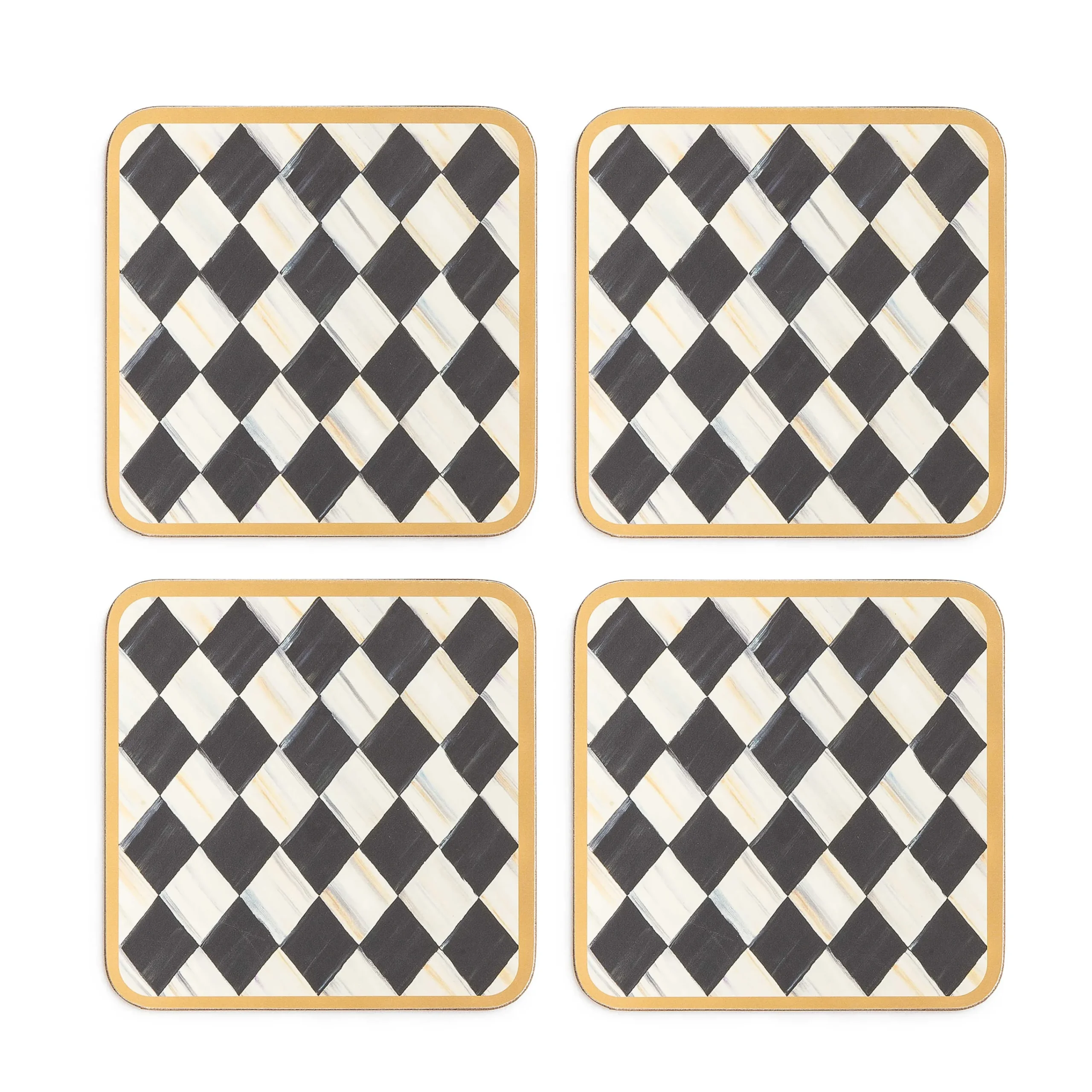 Courtly Harlequin Cork Back Coasters - Set Of 4|MacKenzie-Childs Clearance