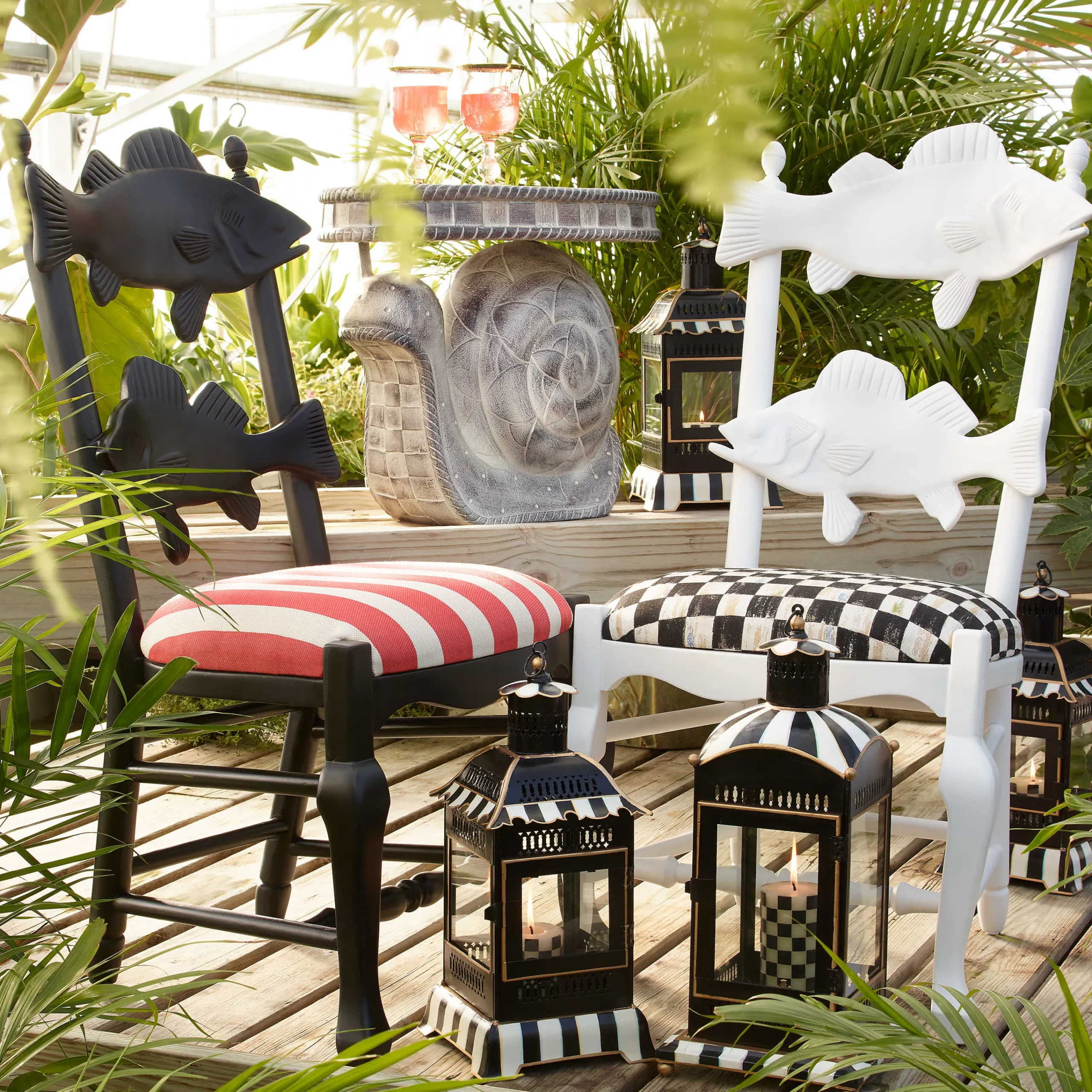 Courtly Stripe Candle Lantern - Small|MacKenzie-Childs Outlet