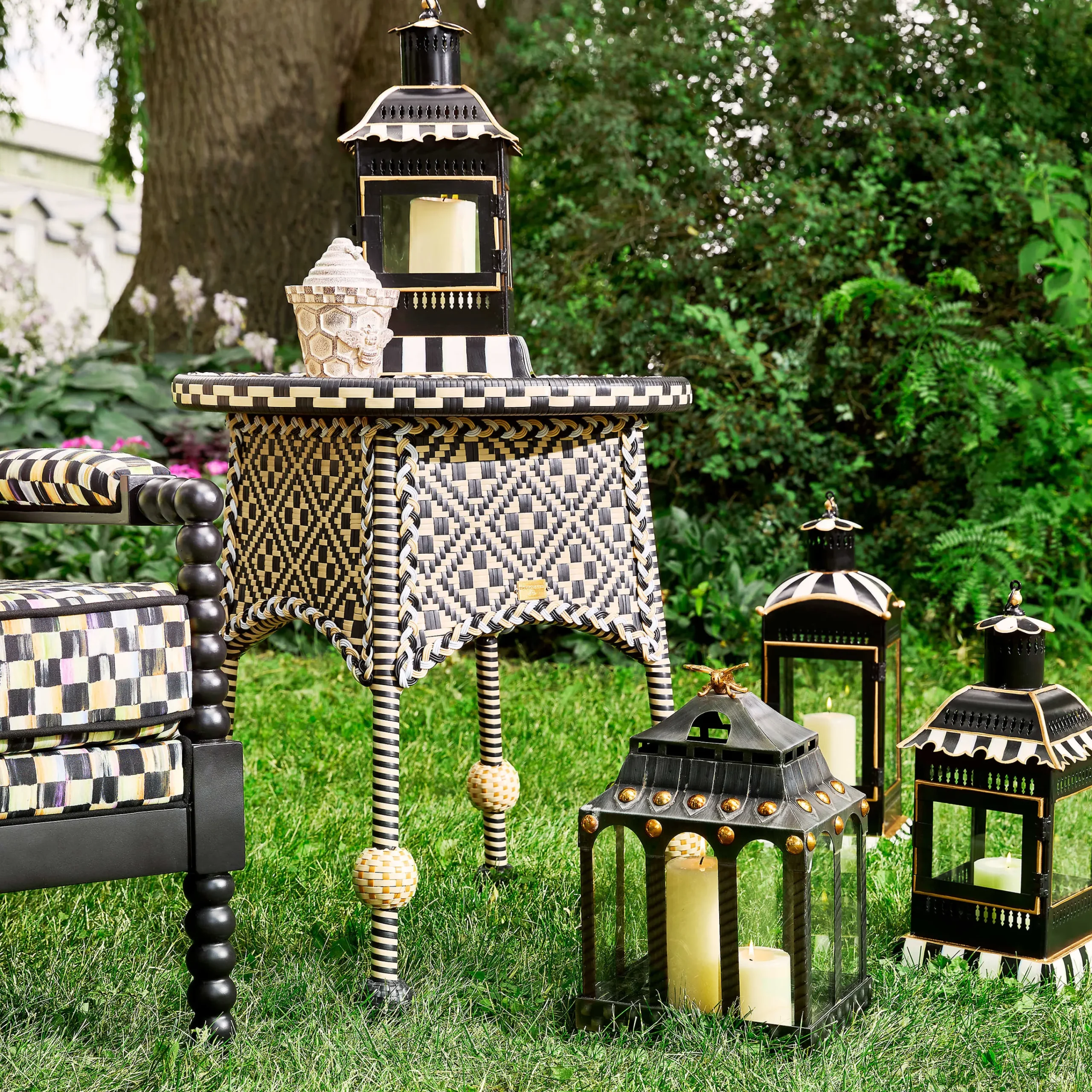 Courtly Stripe Candle Lantern - Small|MacKenzie-Childs Outlet