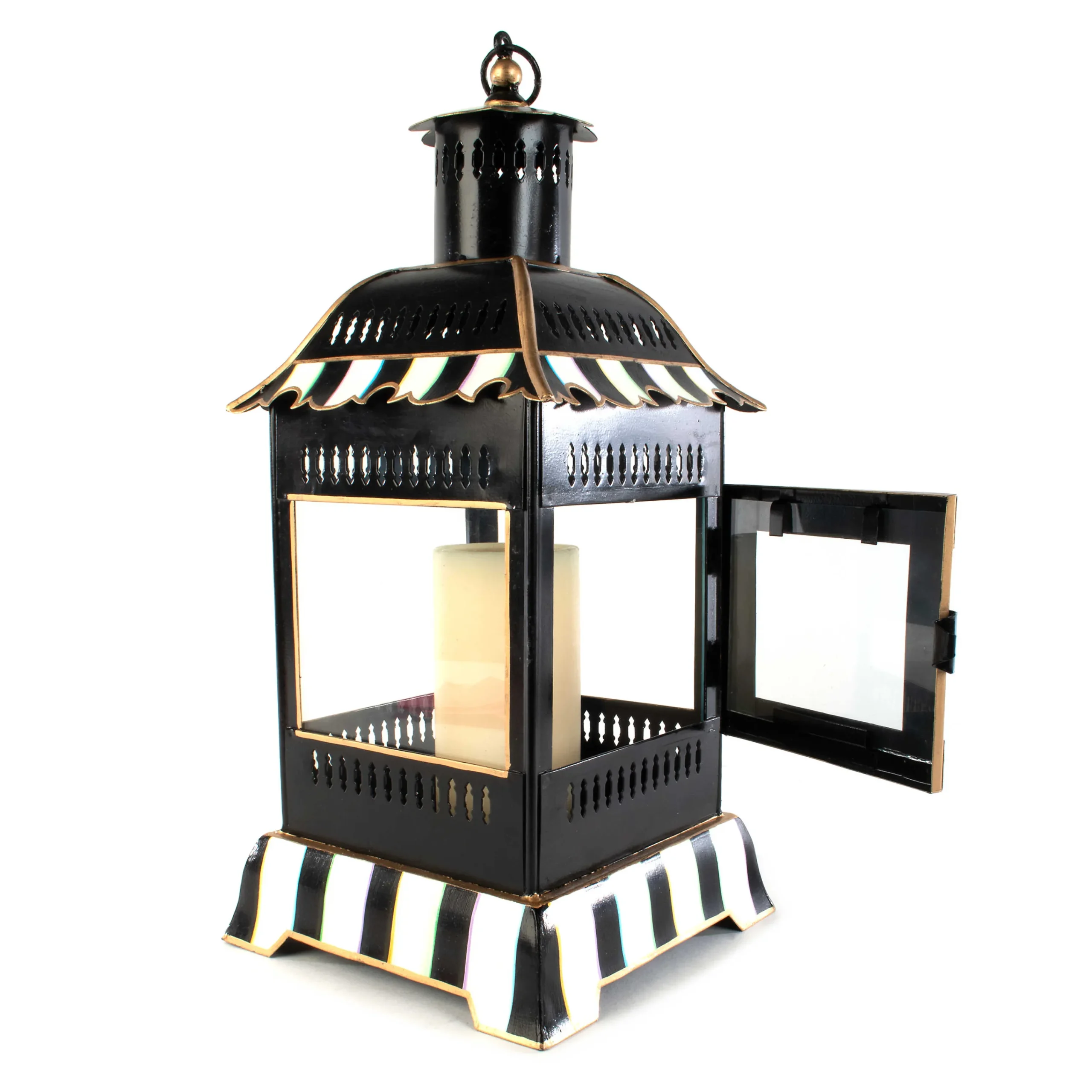 Courtly Stripe Candle Lantern - Small|MacKenzie-Childs Outlet