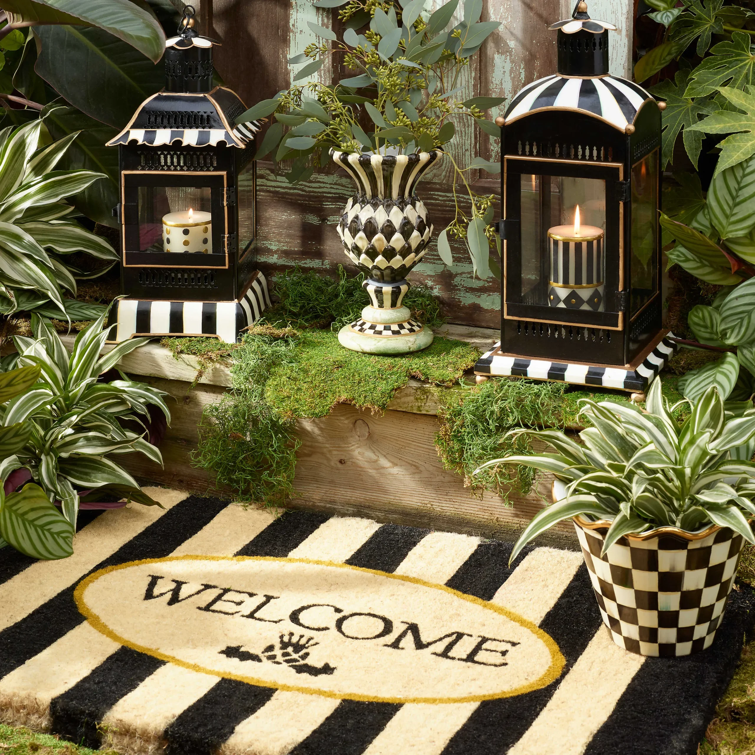 Courtly Stripe Candle Lantern - Small|MacKenzie-Childs Outlet