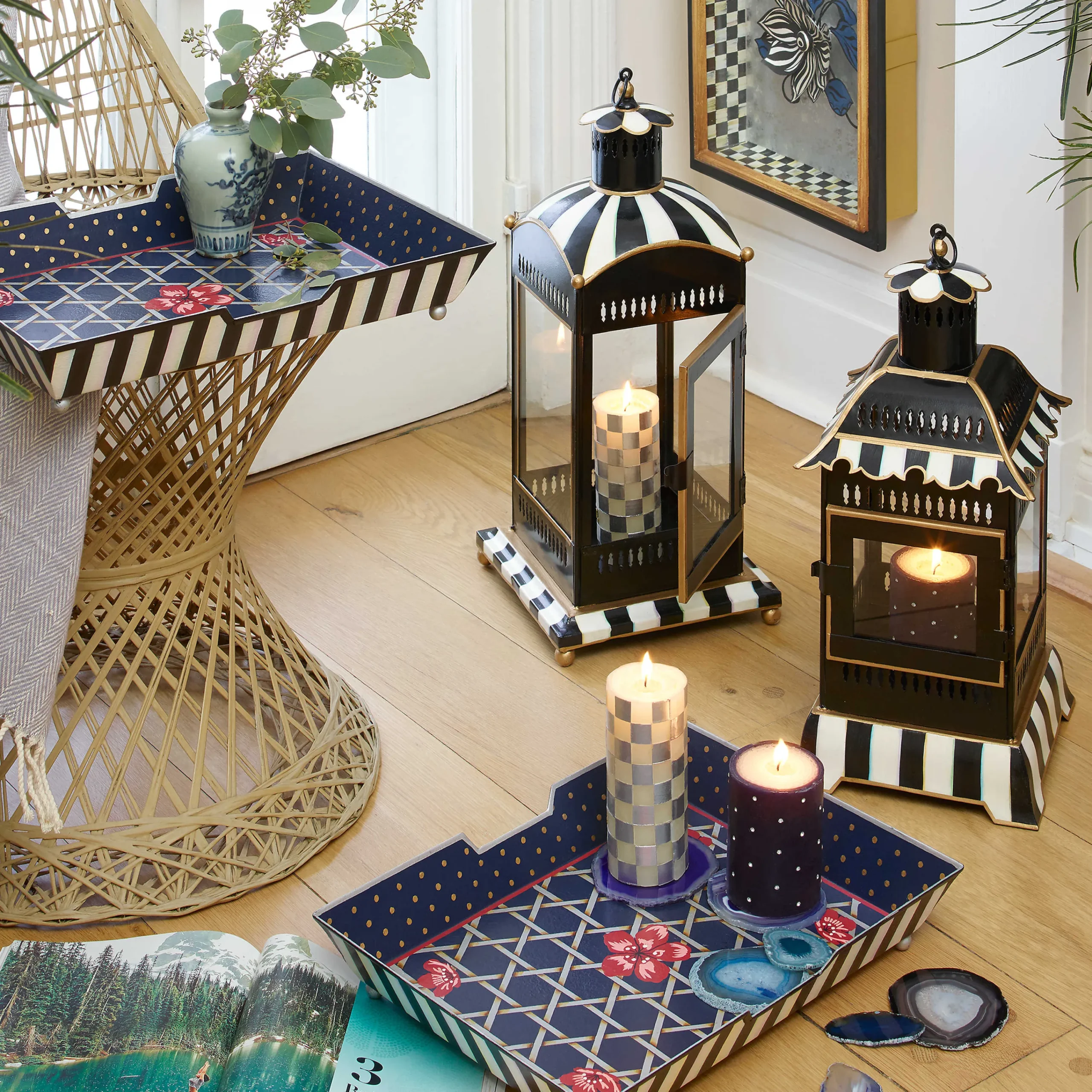 Courtly Stripe Candle Lantern - Large|MacKenzie-Childs New