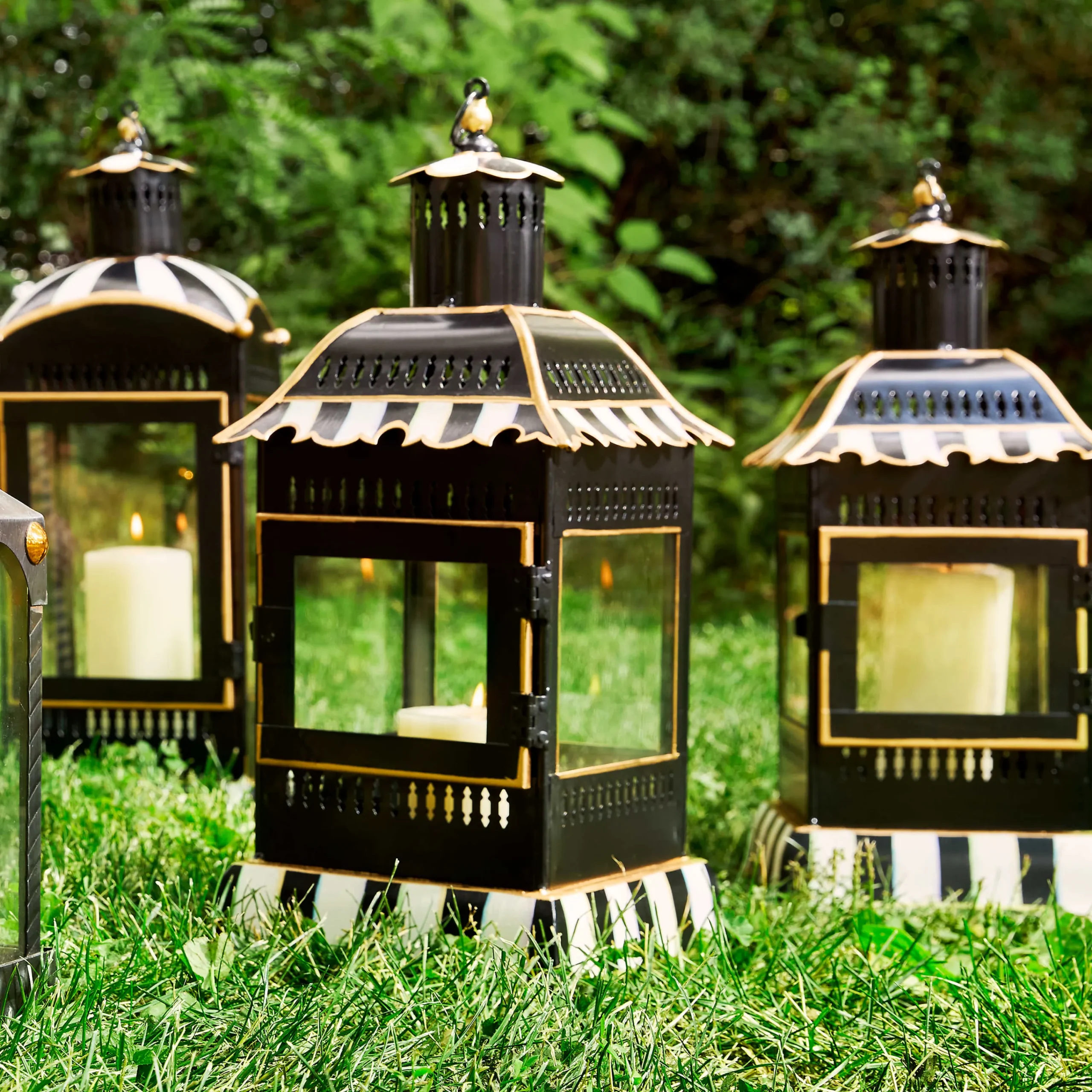 Courtly Stripe Candle Lantern - Large|MacKenzie-Childs New