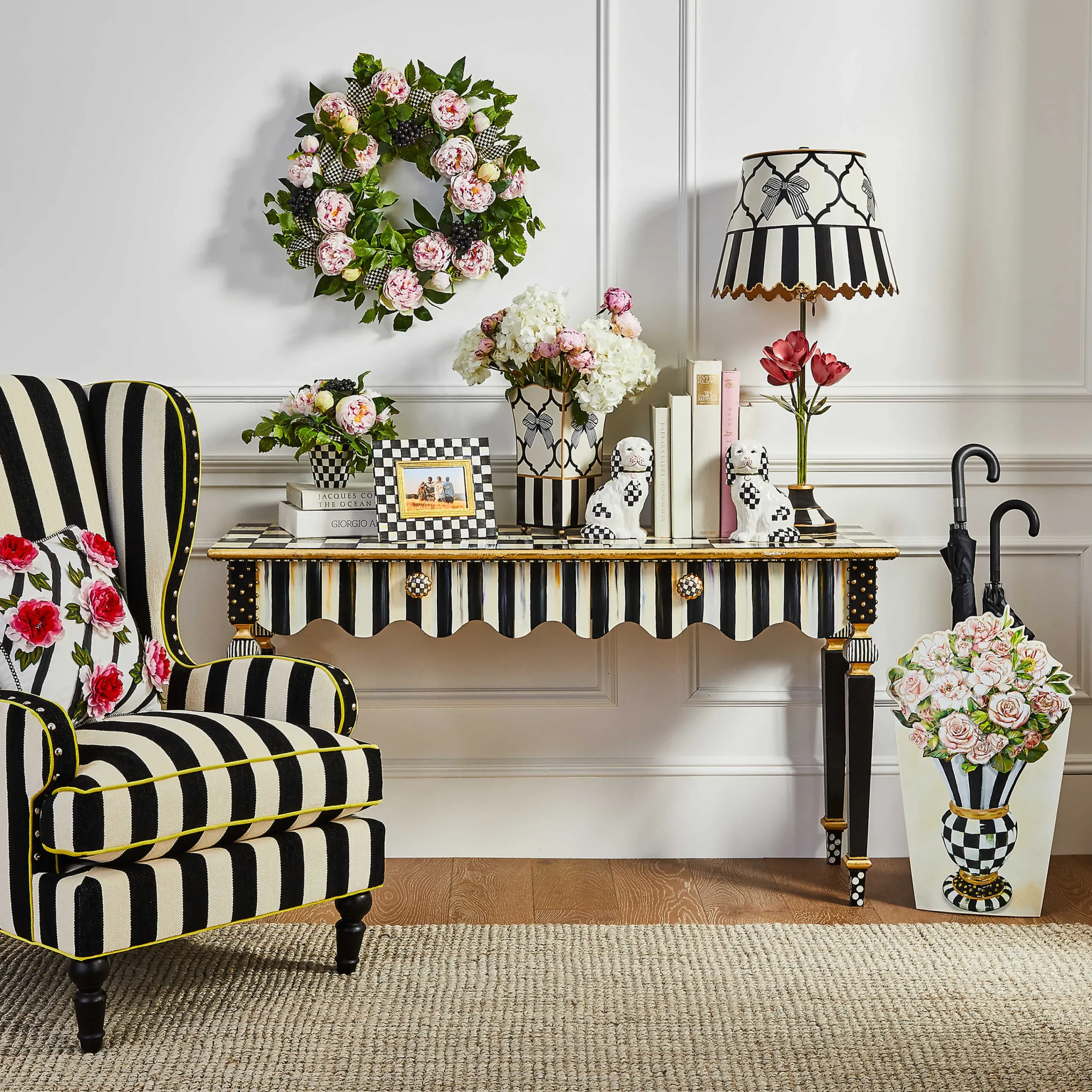 Courtly Stripe Console Table|MacKenzie-Childs Online