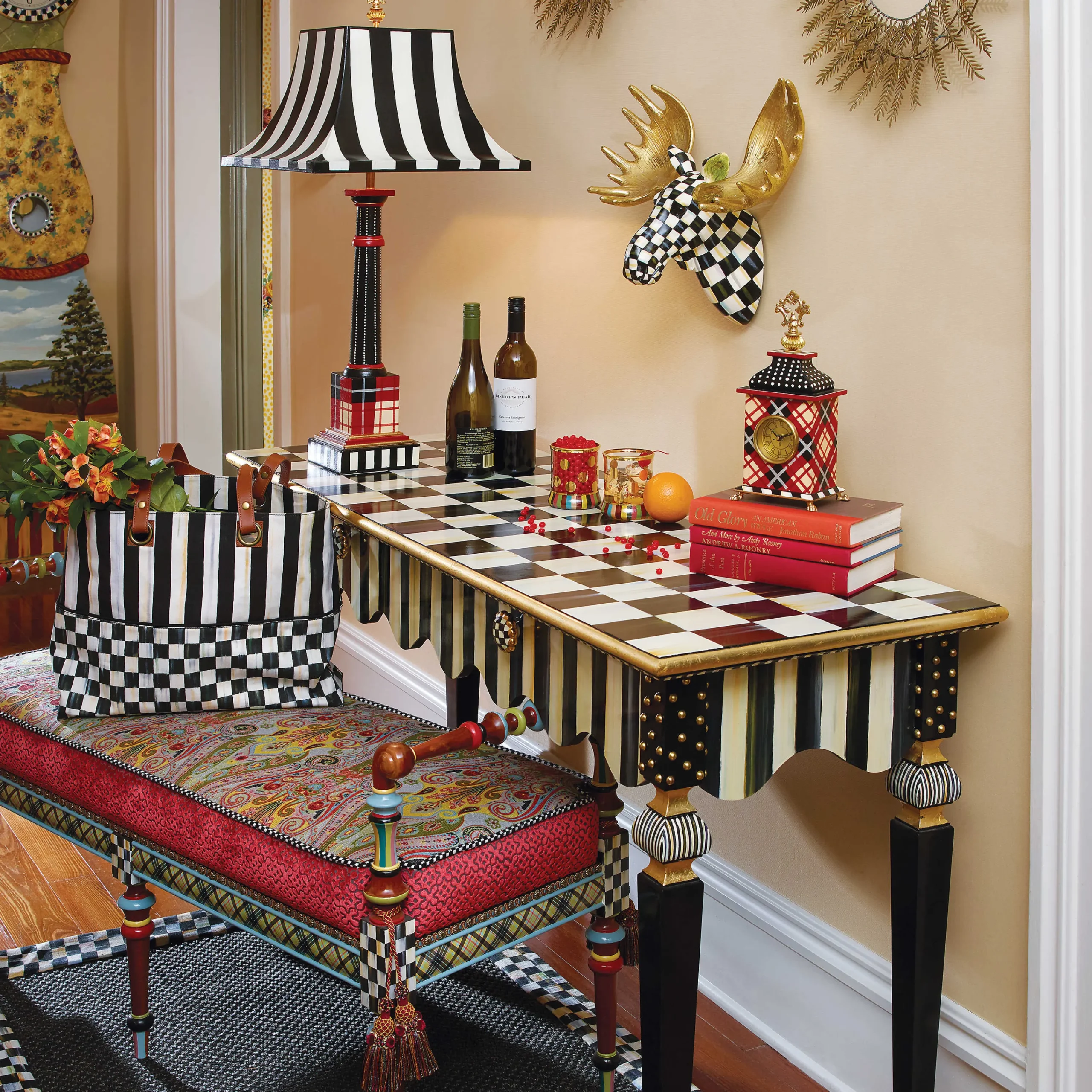 Courtly Stripe Console Table|MacKenzie-Childs Online