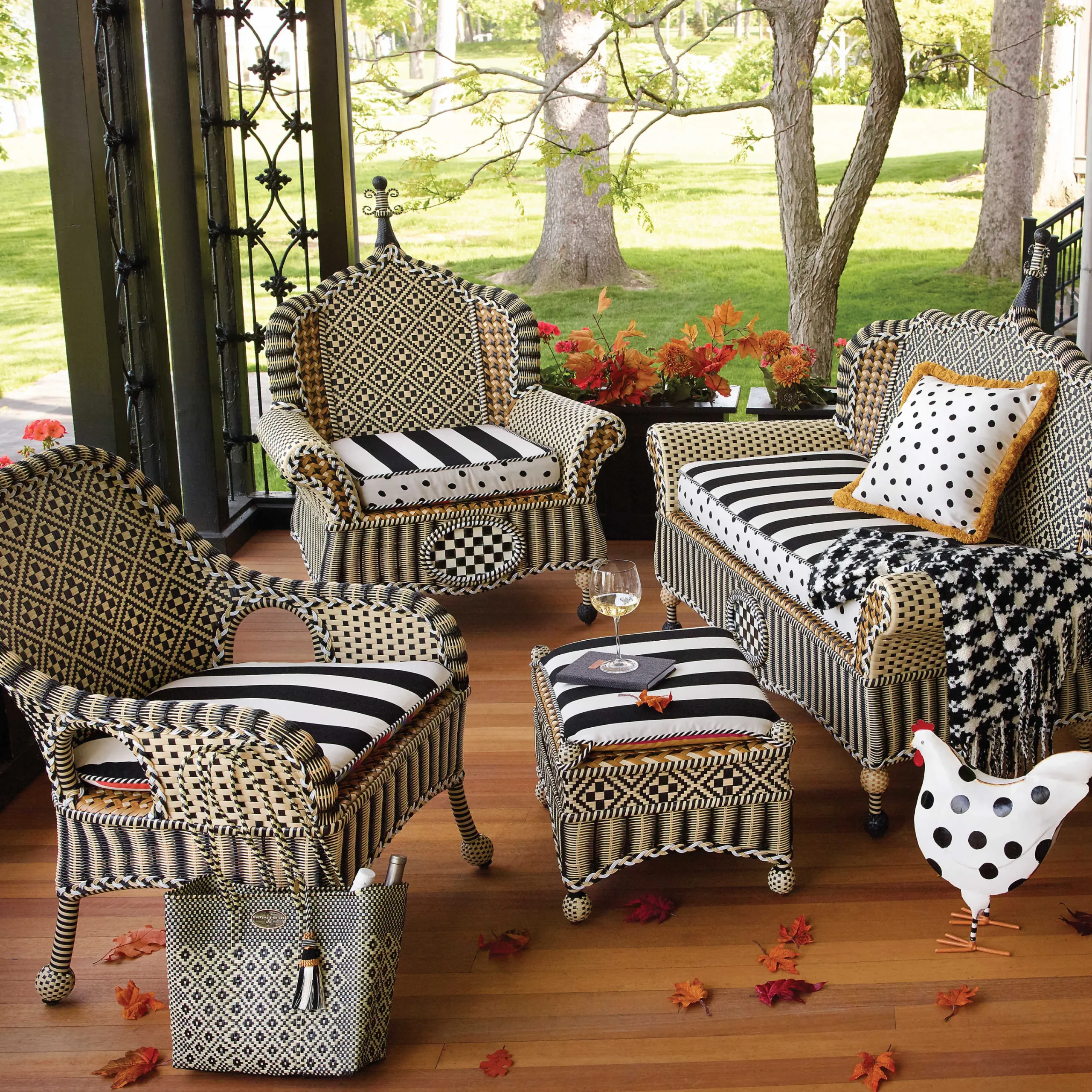 Courtyard Outdoor Ottoman Cushion - Bathing Hut|MacKenzie-Childs Clearance