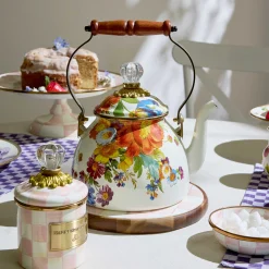 Flower Market 2 Quart Tea Kettle - White|MacKenzie-Childs Clearance