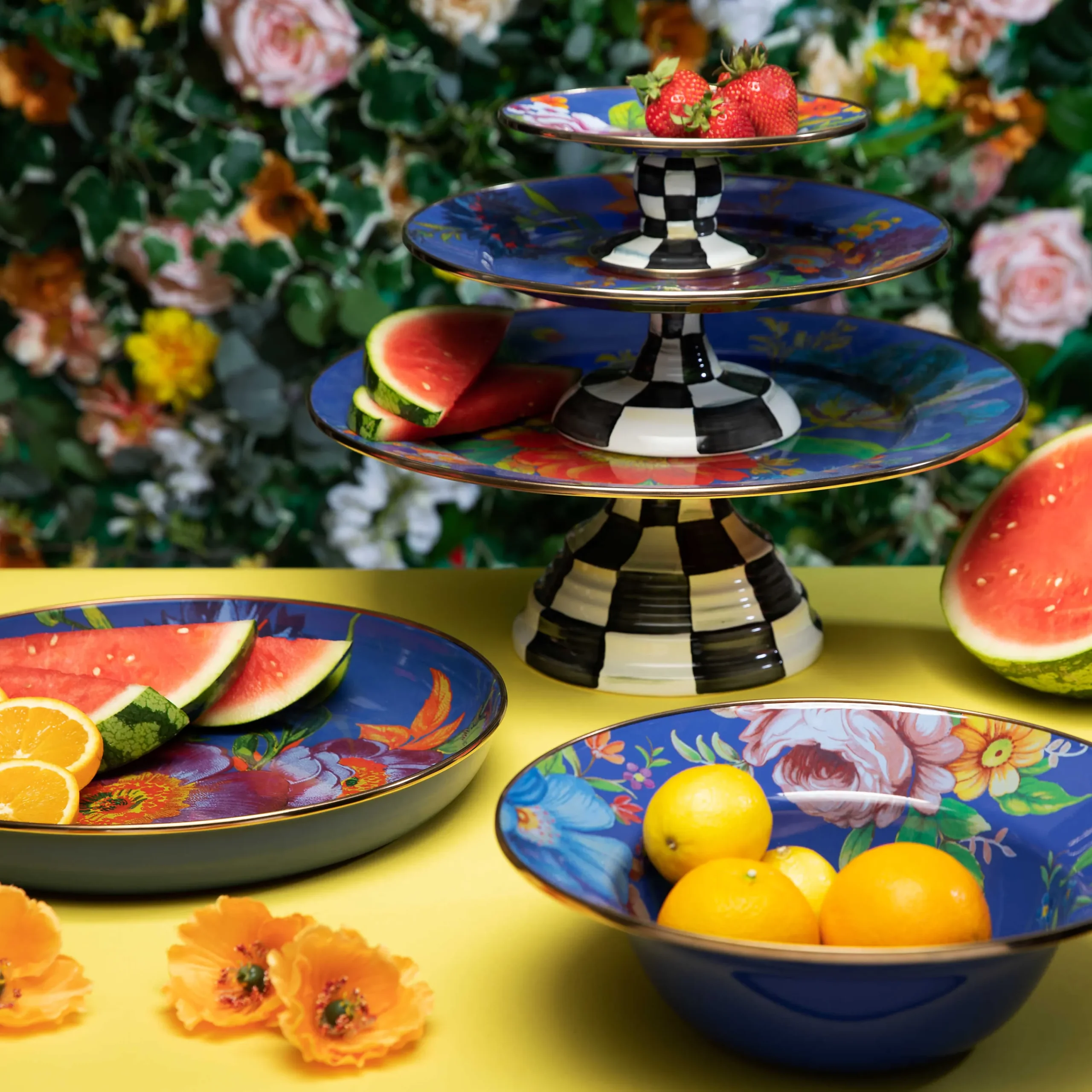 Flower Market Abundant Bowl - Lapis|MacKenzie-Childs Outlet