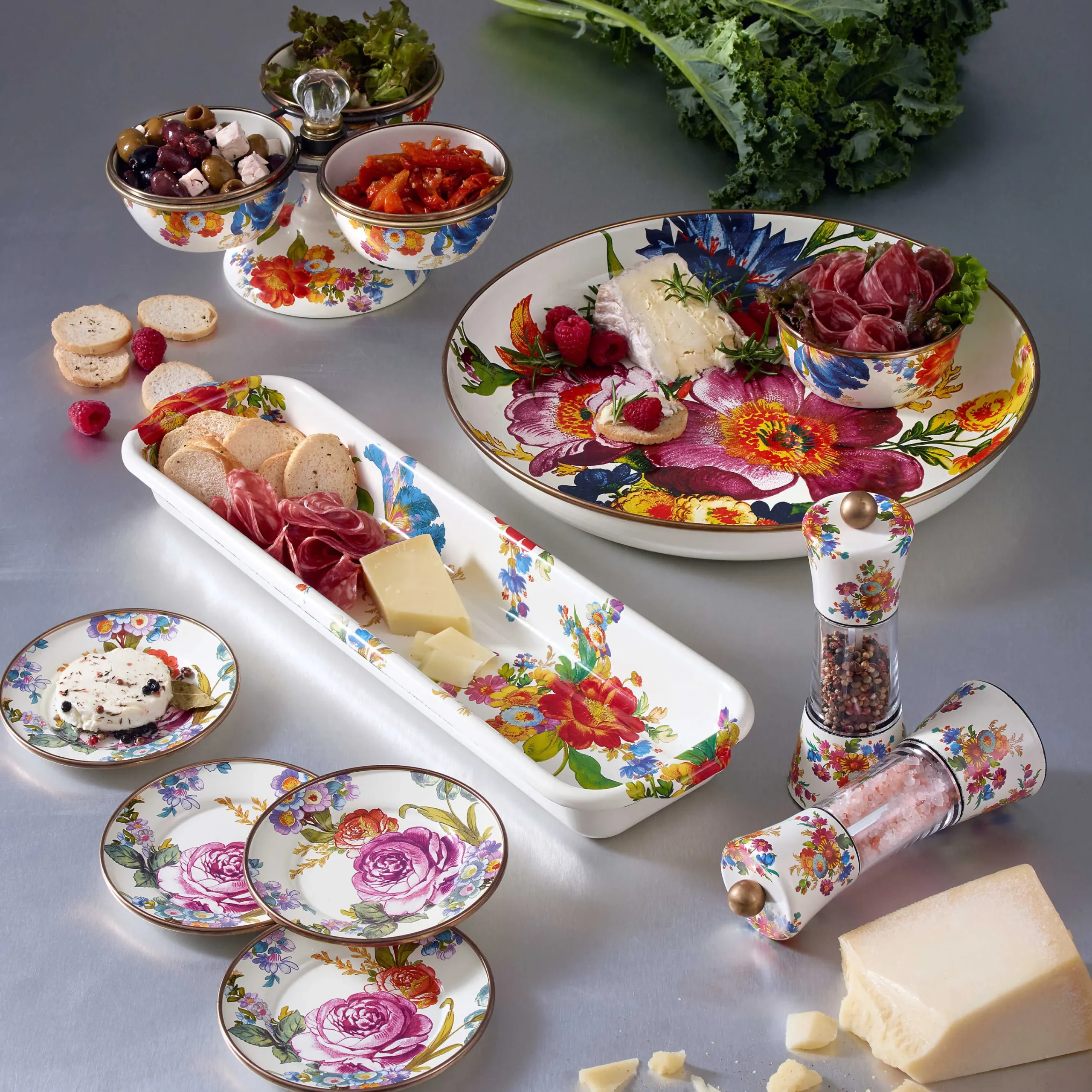 Flower Market Baguette Dish - White|MacKenzie-Childs Outlet
