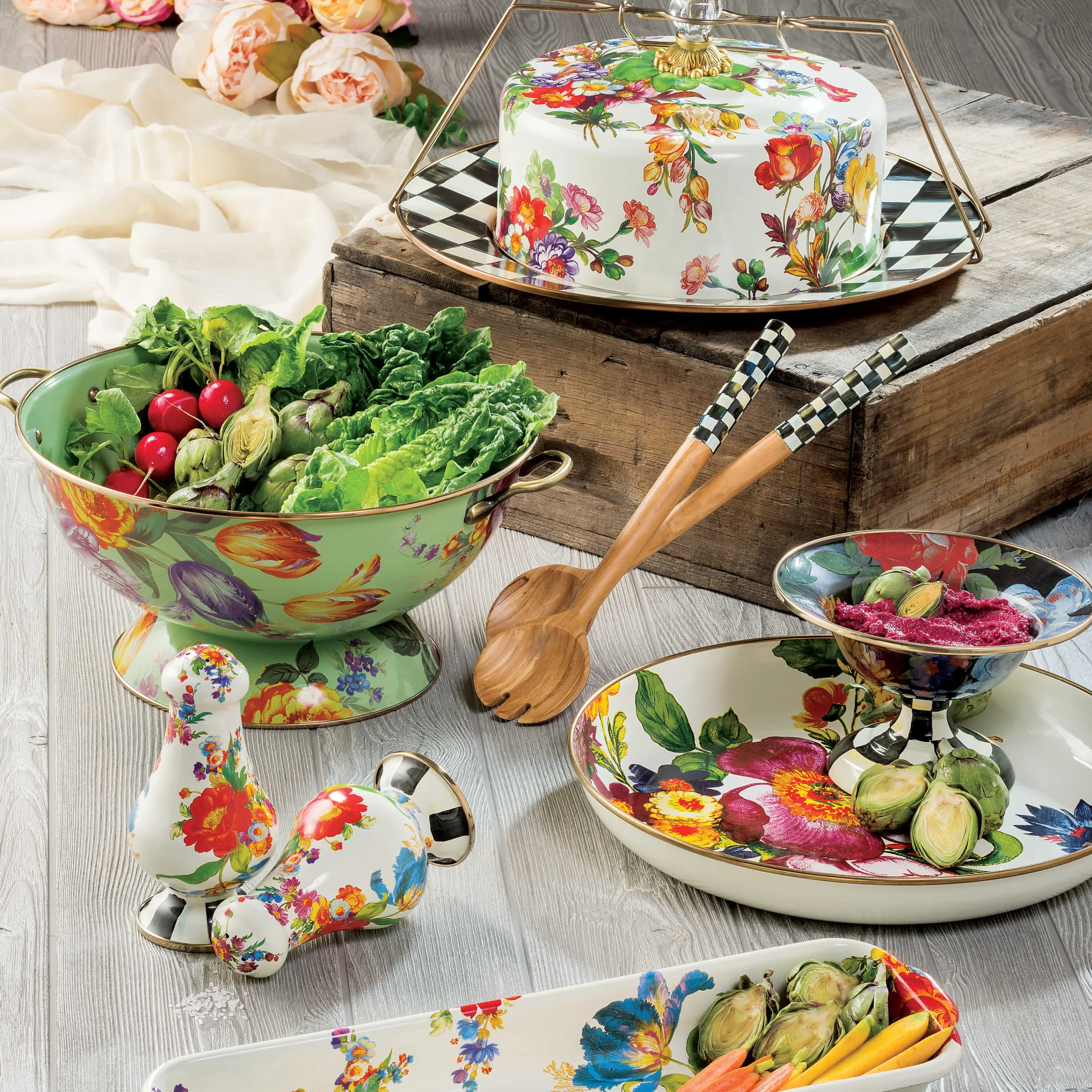 Flower Market Everything Bowl - Green|MacKenzie-Childs