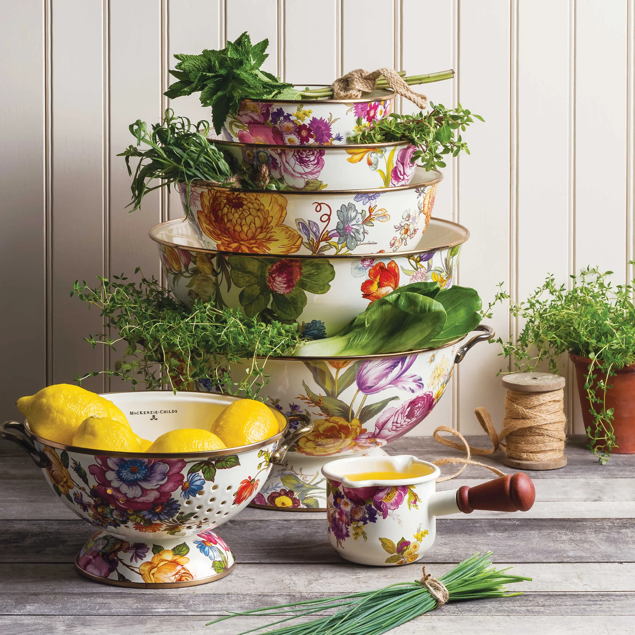 Flower Market Extra Large Everyday Bowl - White|MacKenzie-Childs Online