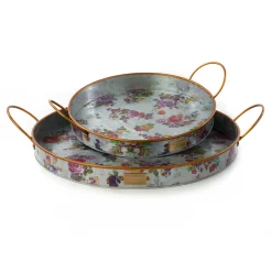 Flower Market Galvanized Serving Trays - Set Of 2|MacKenzie-Childs Outlet