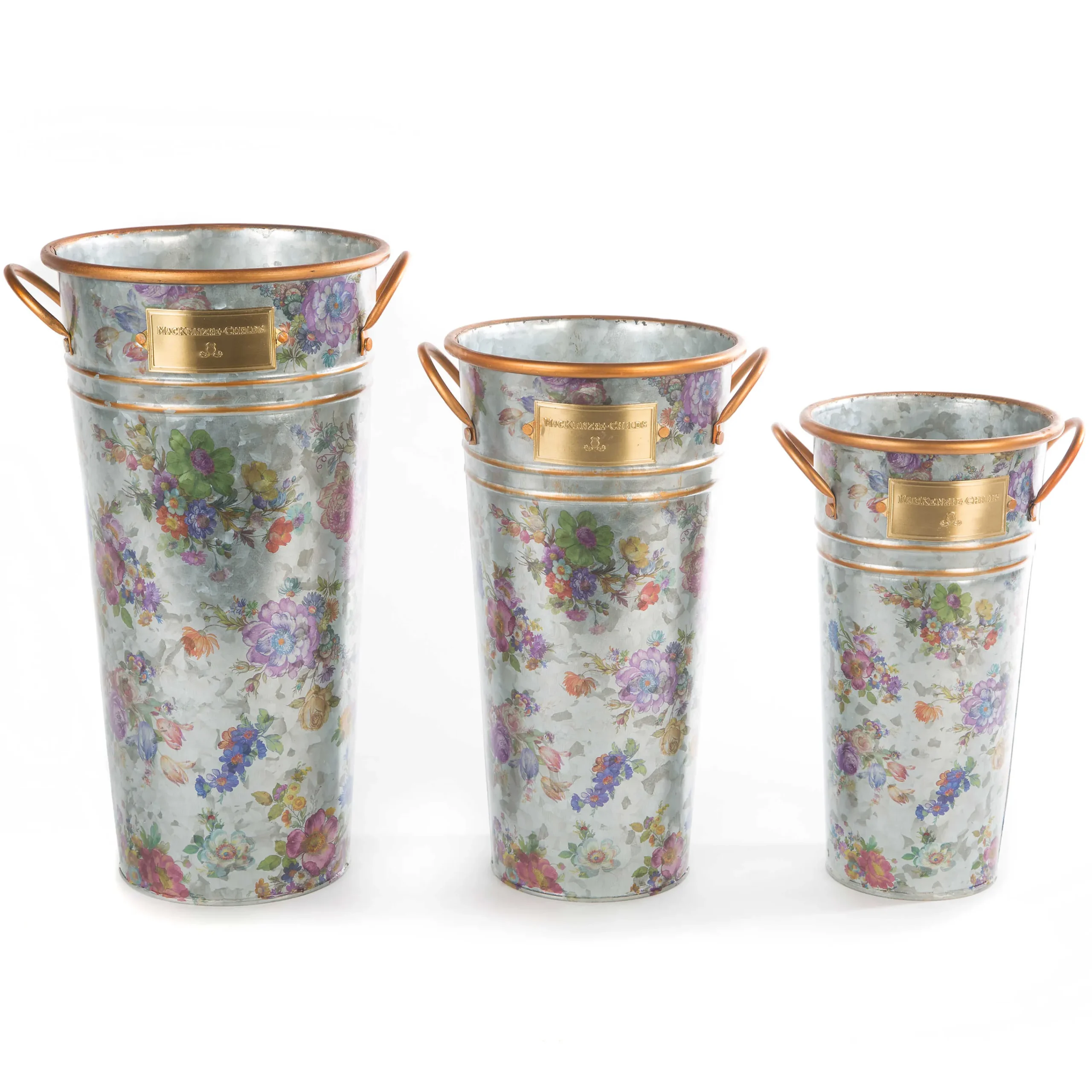 Flower Market Galvanized Flower Buckets - Set Of 3|MacKenzie-Childs Best