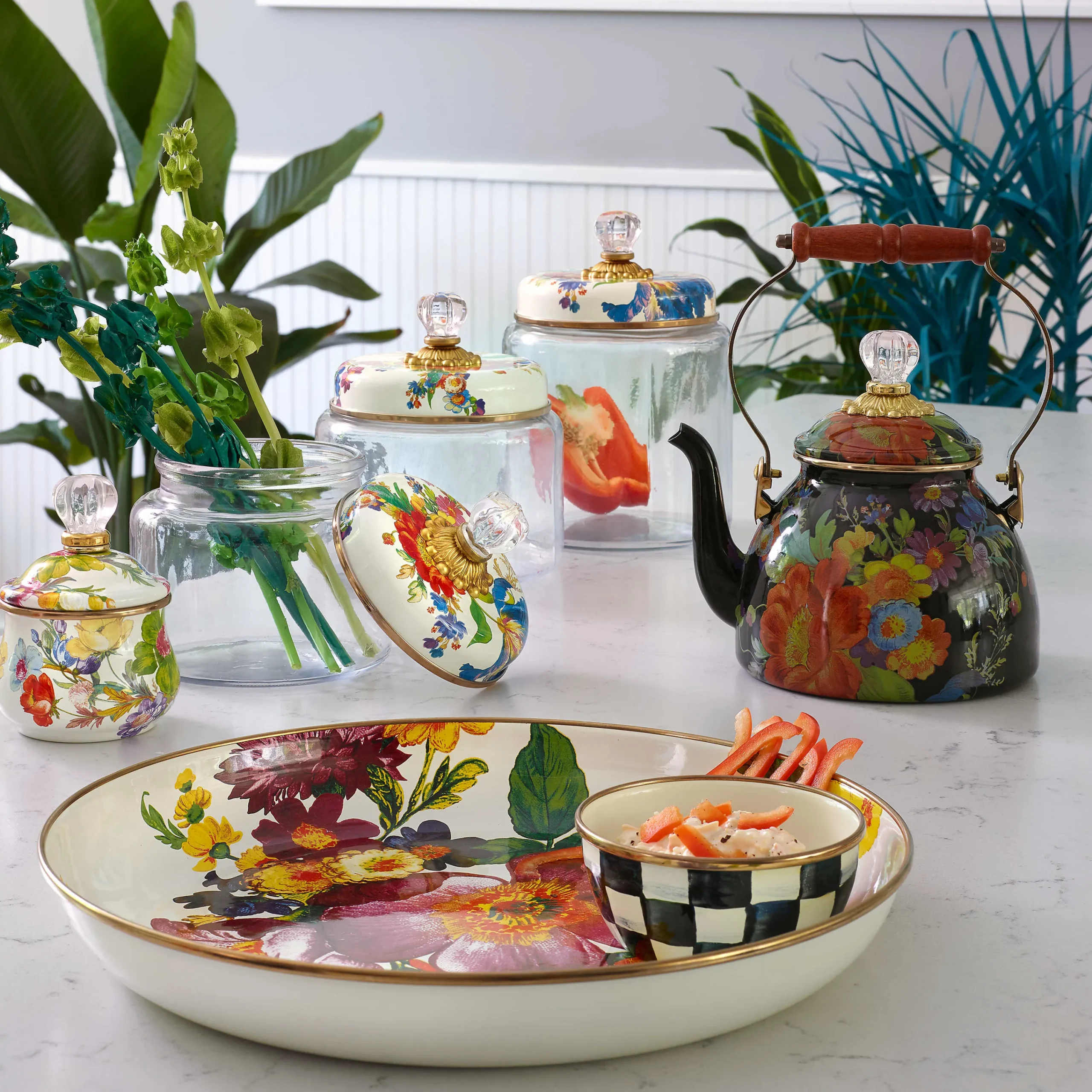 Flower Market Lidded Sugar Bowl - White|MacKenzie-Childs Best