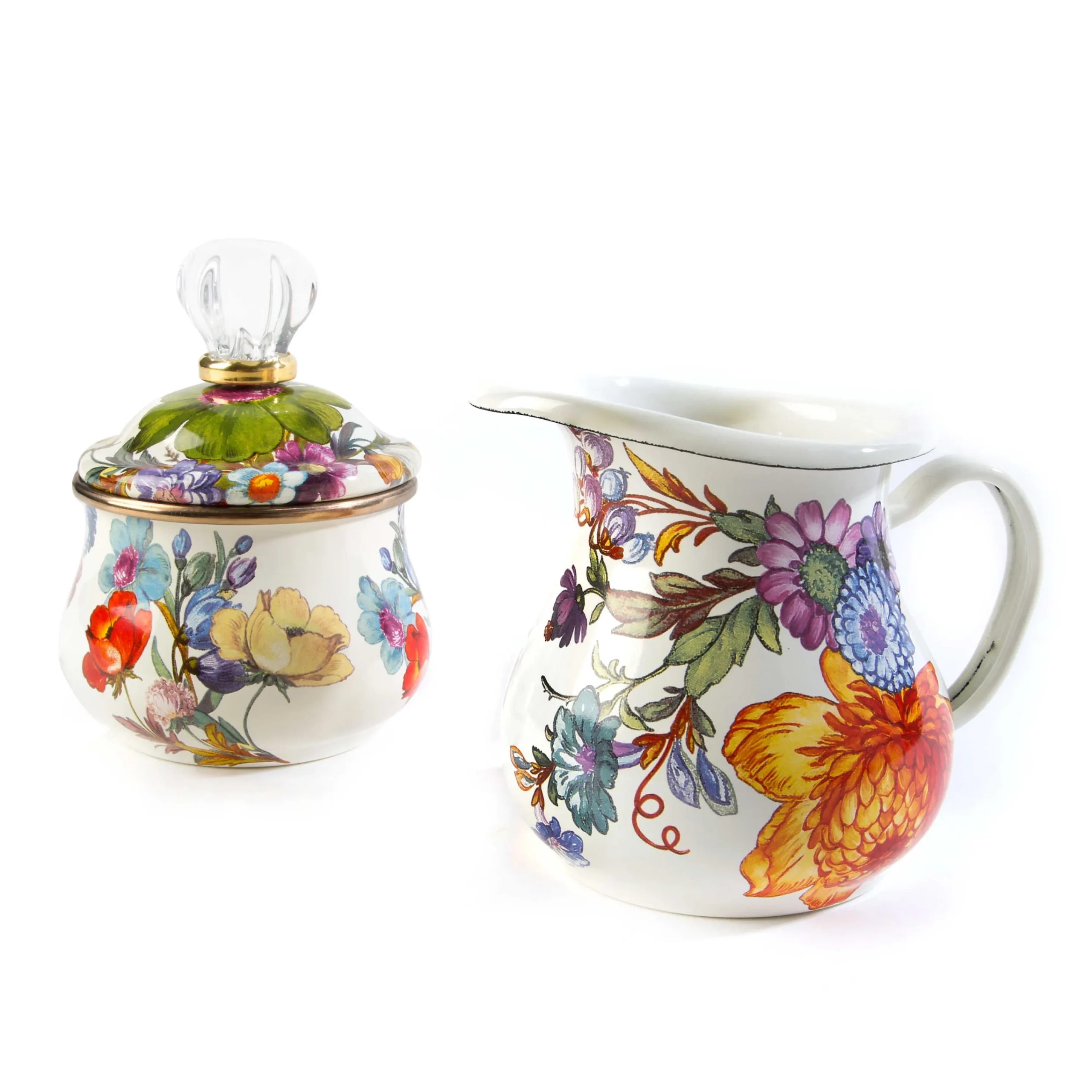 Flower Market Lidded Sugar Bowl - White|MacKenzie-Childs Best