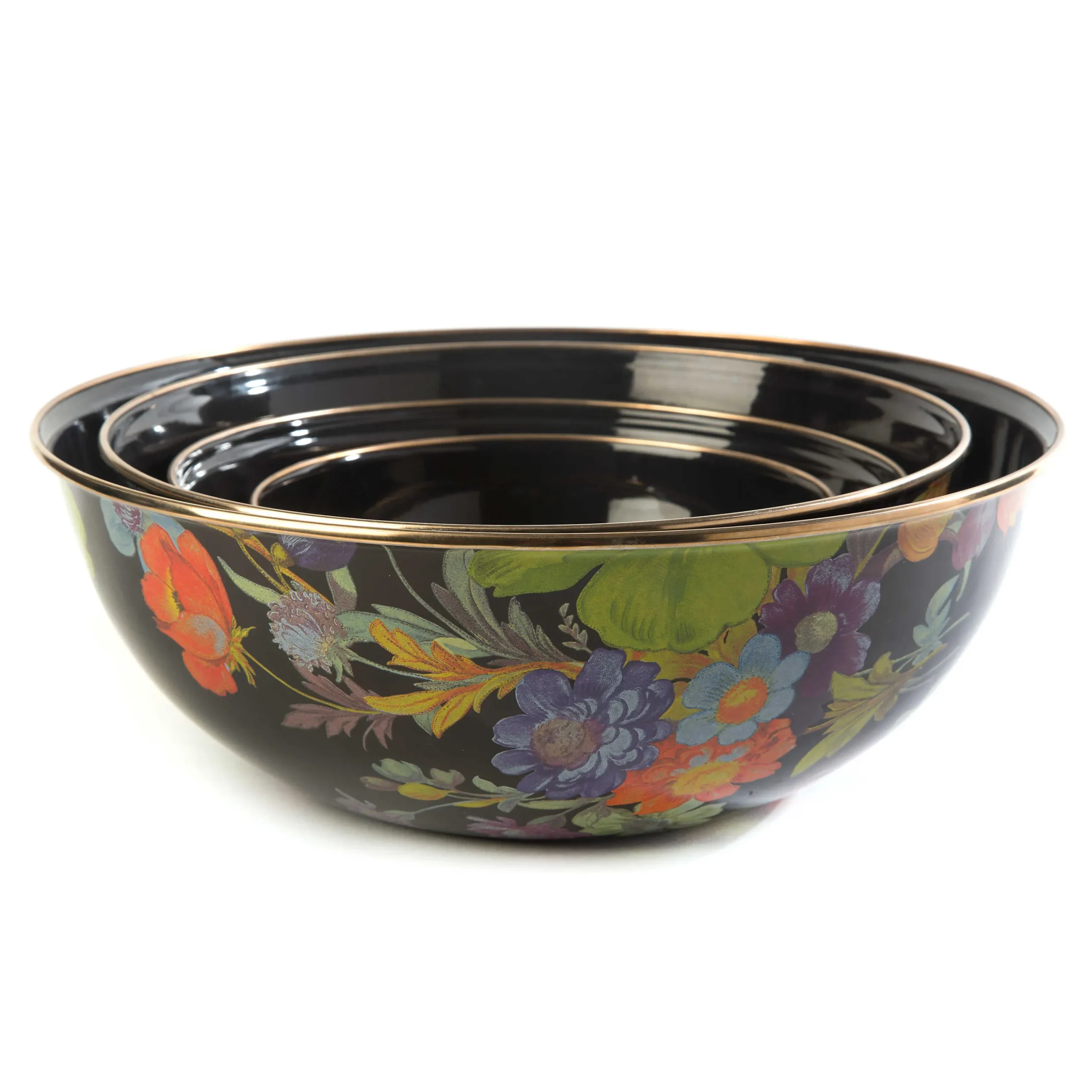 Flower Market Medium Everyday Bowl - Black|MacKenzie-Childs New