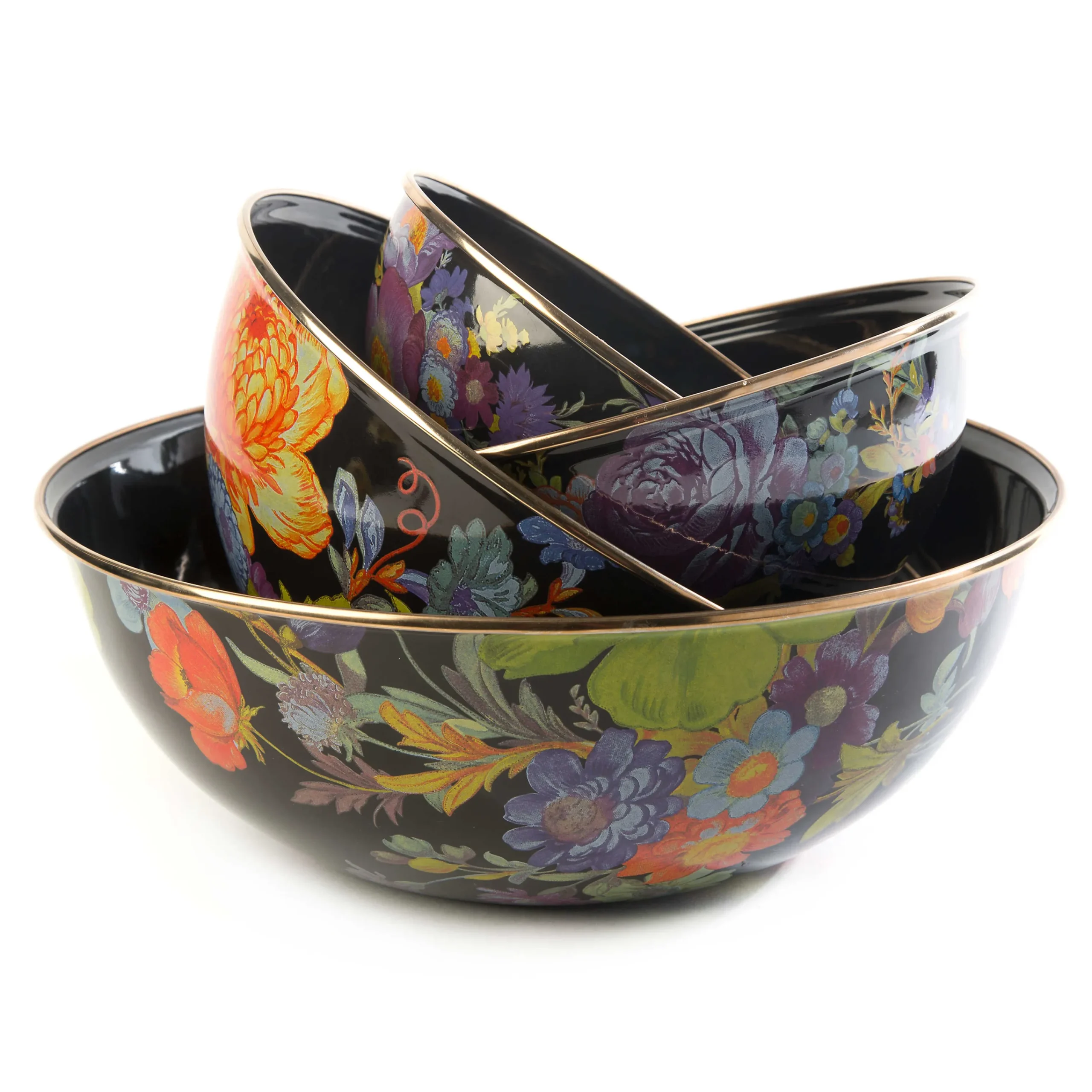 Flower Market Medium Everyday Bowl - Black|MacKenzie-Childs New