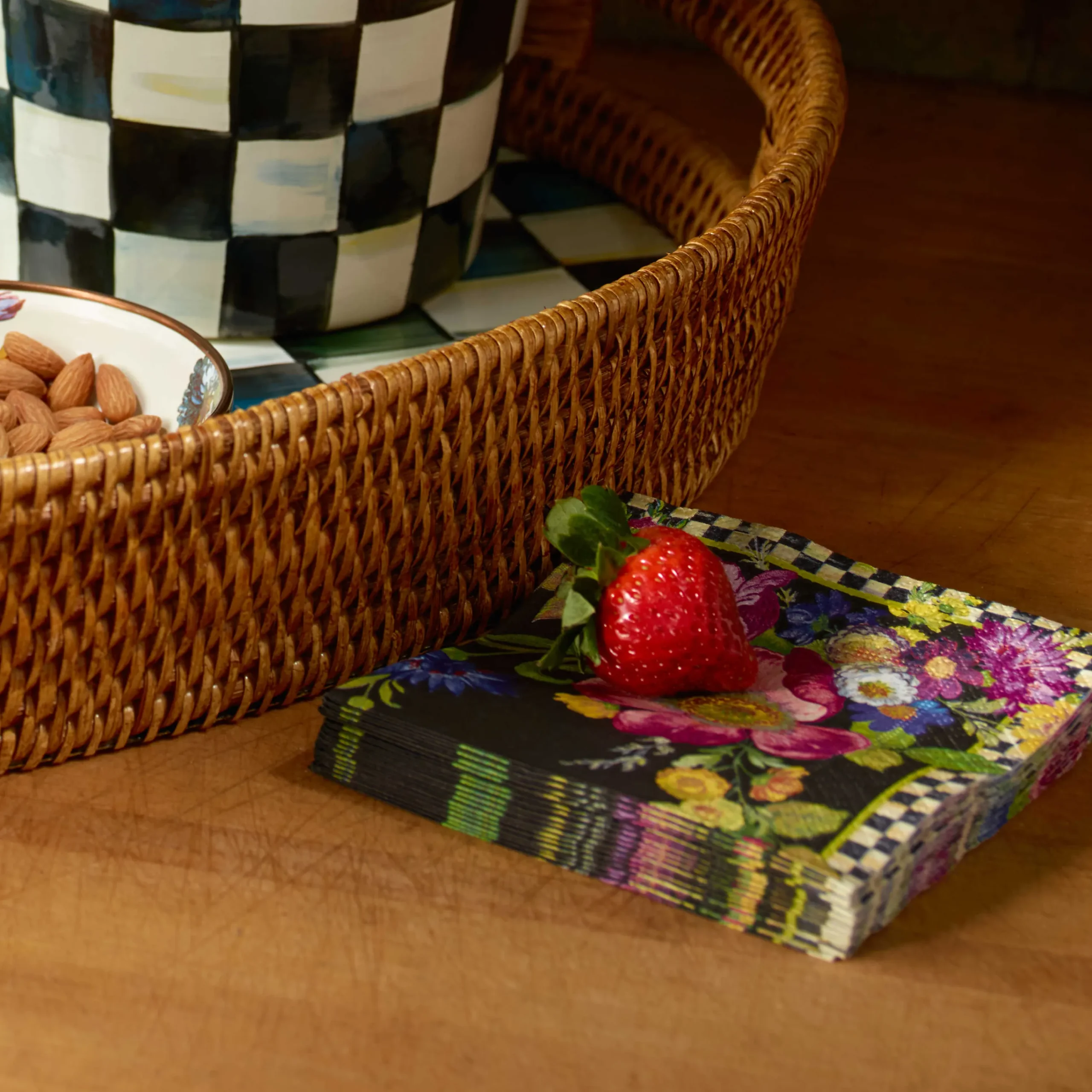 Flower Market Paper Napkins - Cocktail - Black|MacKenzie-Childs Clearance