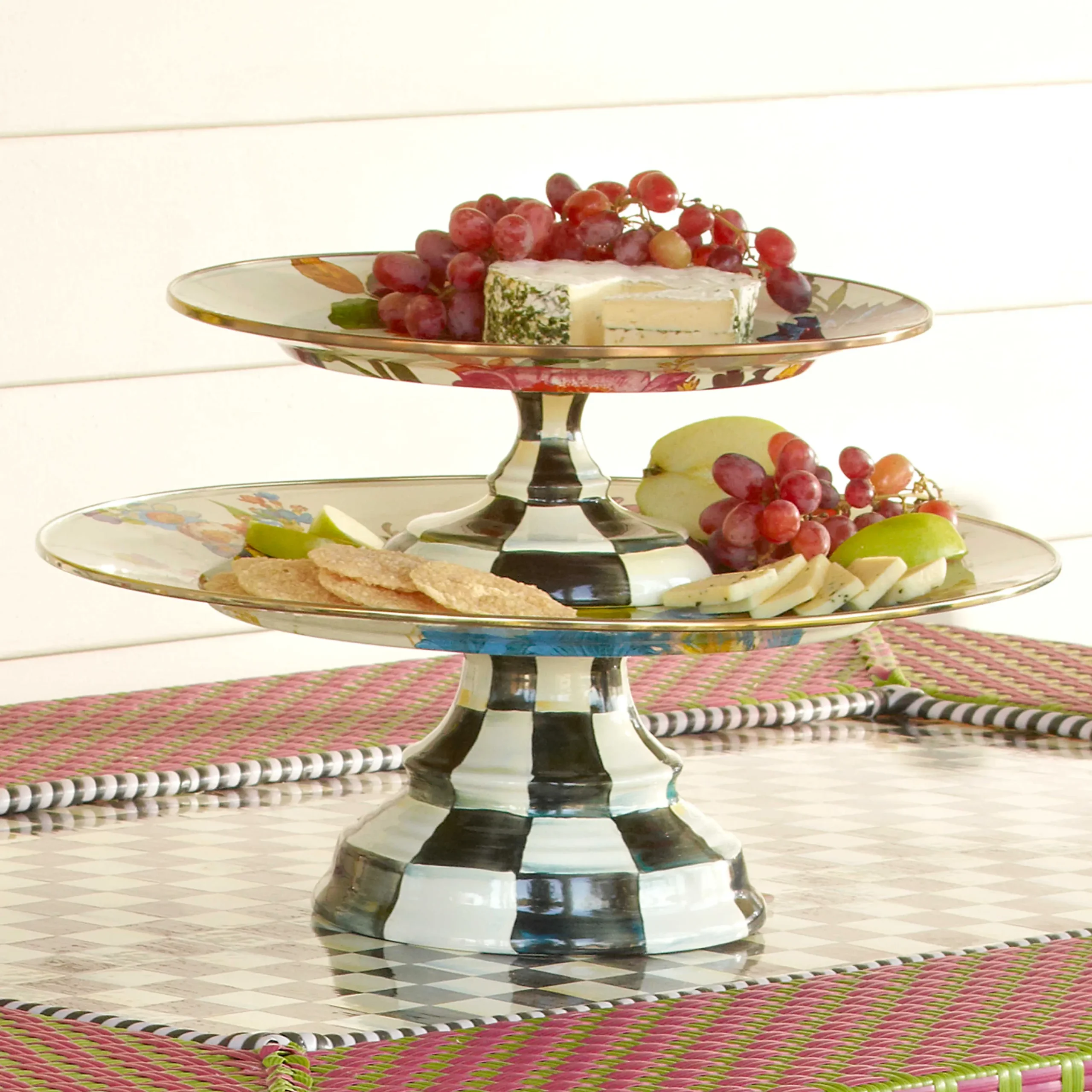 Flower Market Pedestal Platter - White|MacKenzie-Childs Sale