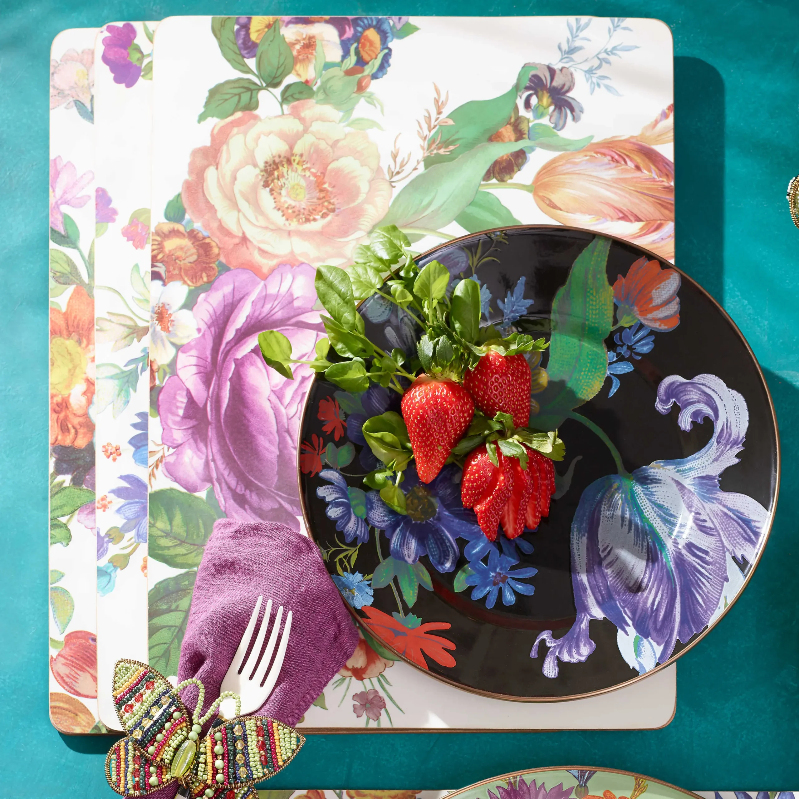 Flower Market Placemats - White - Set Of 4|MacKenzie-Childs Sale