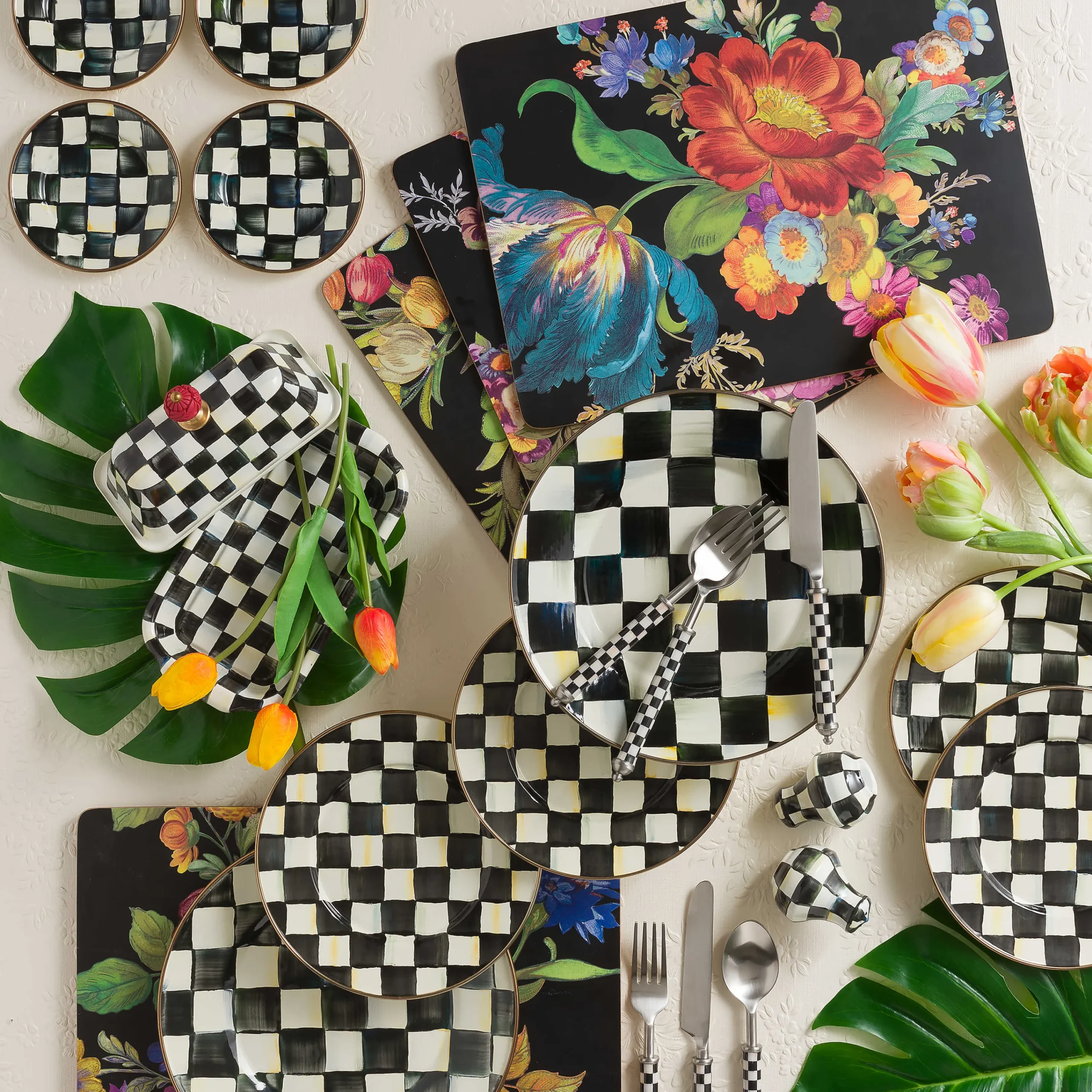 Flower Market Placemats - Black - Set Of 4|MacKenzie-Childs Best