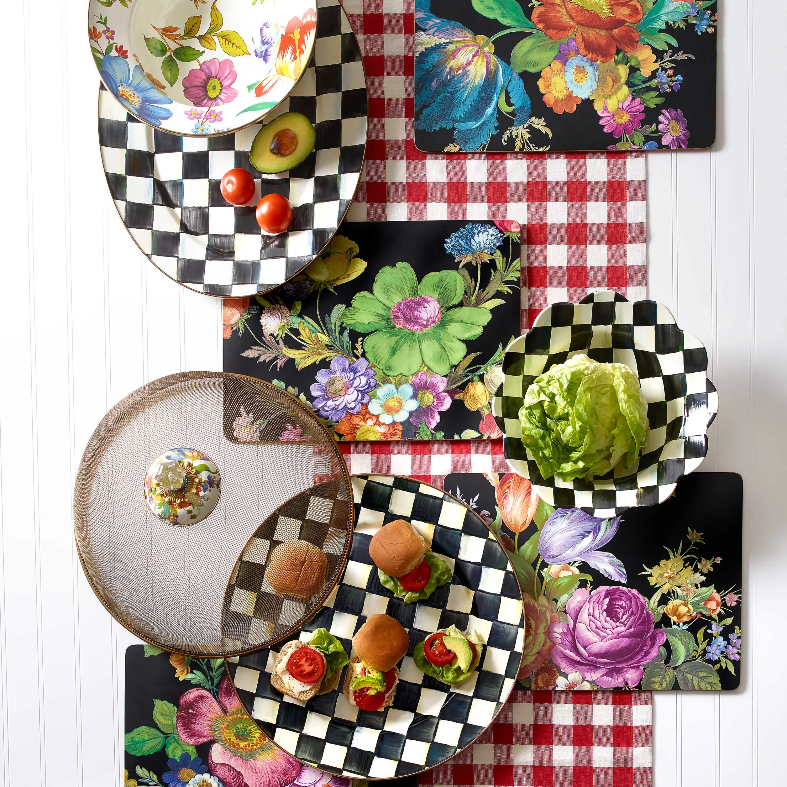 Flower Market Placemats - Black - Set Of 4|MacKenzie-Childs Best