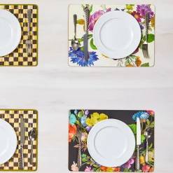 Flower Market Placemats - Black - Set Of 4|MacKenzie-Childs Best