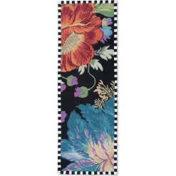 Flower Market Reflections Rug - Black - 2'6" X 8' Runner|MacKenzie-Childs Clearance