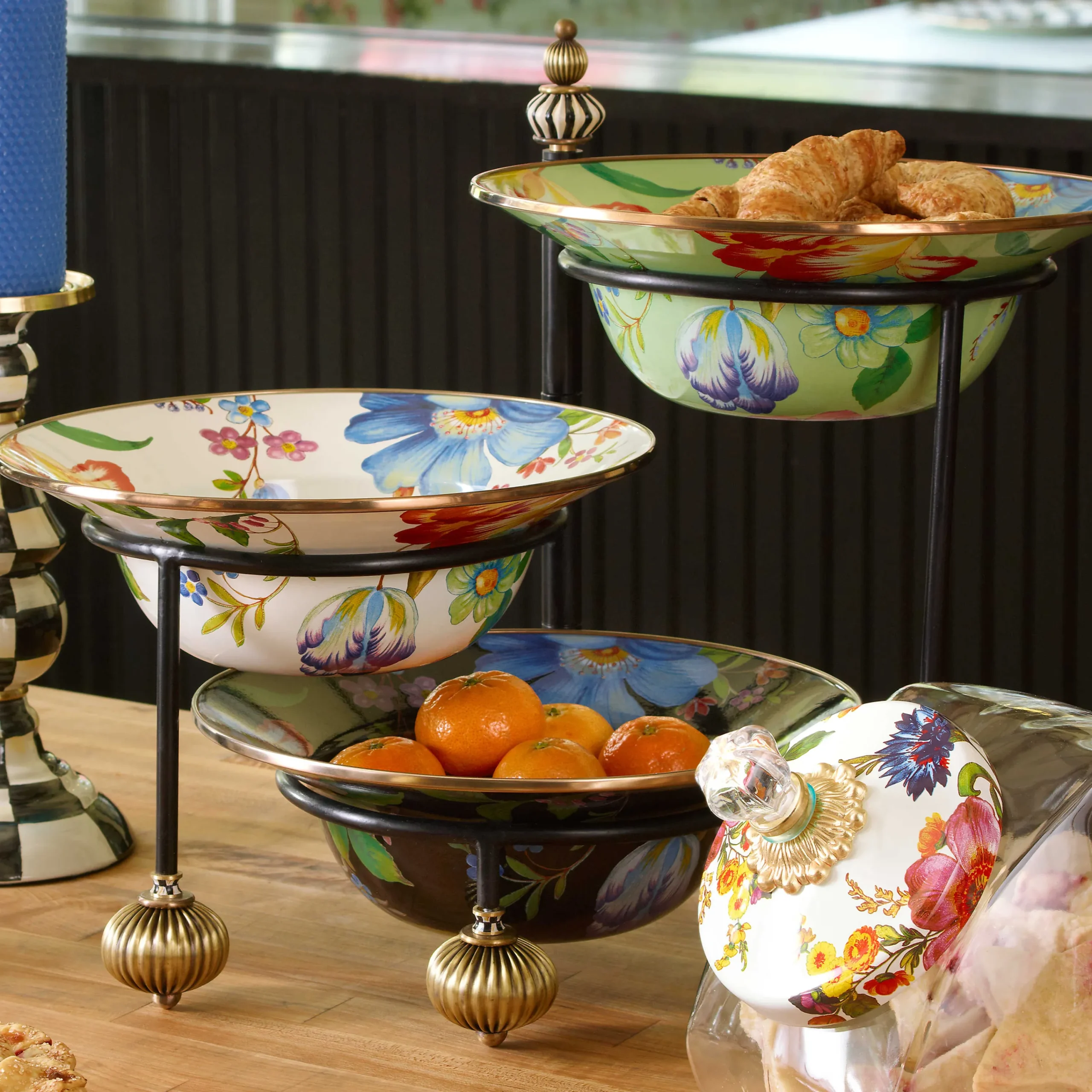 Flower Market Serving Bowl - Green|MacKenzie-Childs Clearance