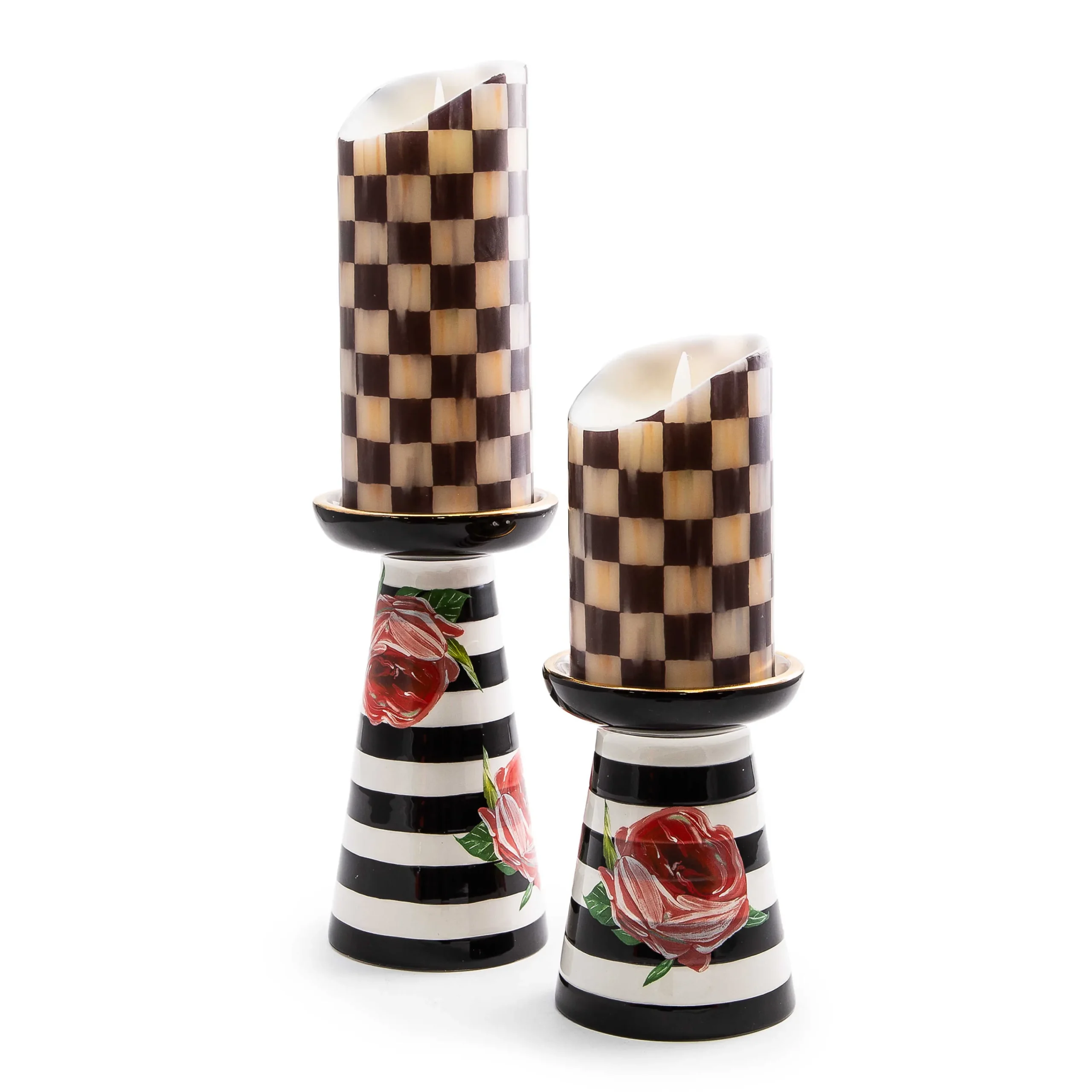 Flower Show Pillar Candle Holders - Set Of 2|MacKenzie-Childs