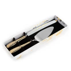 Gold Check Cake Serving Set|MacKenzie-Childs Clearance