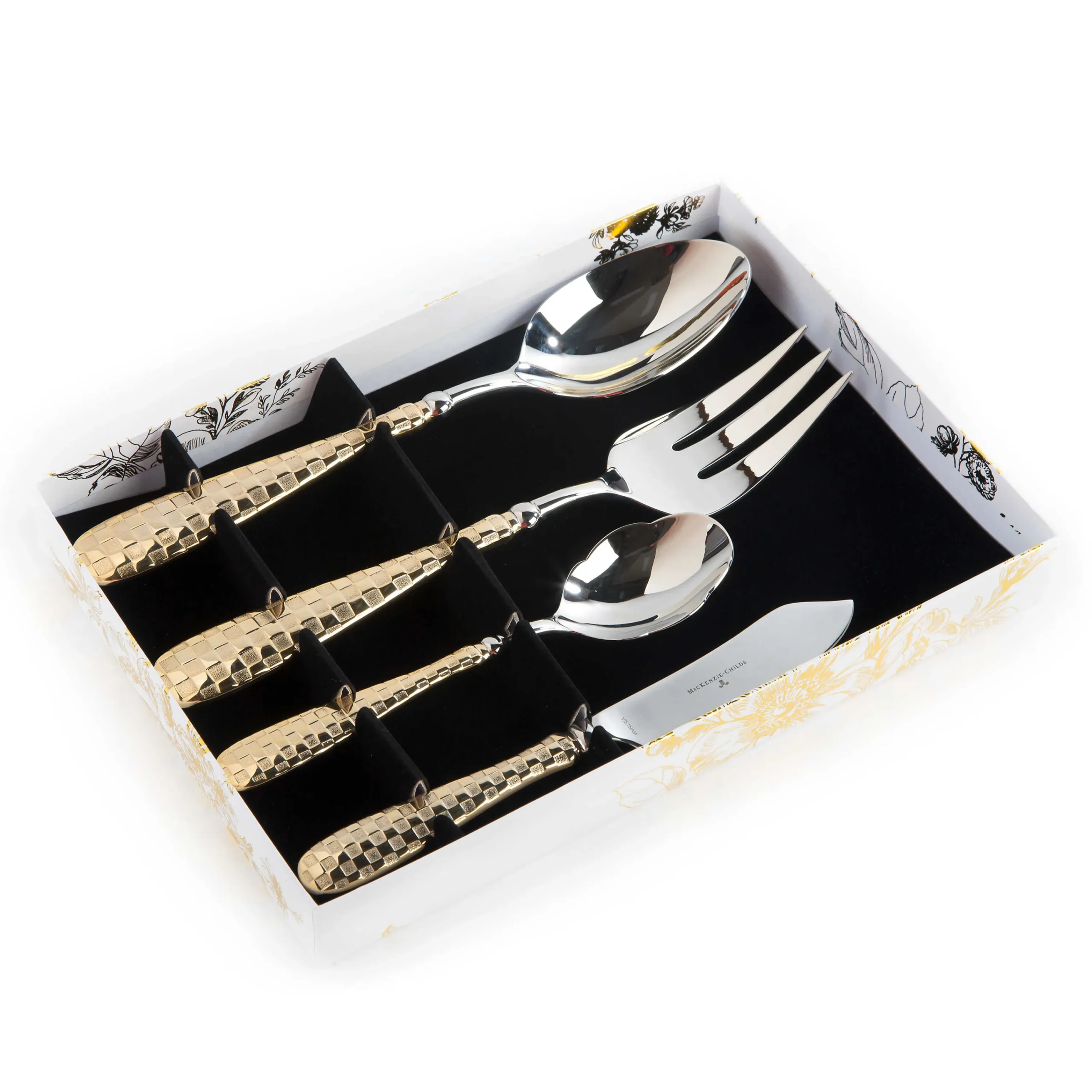 Gold Check Hostess Serving Set|MacKenzie-Childs