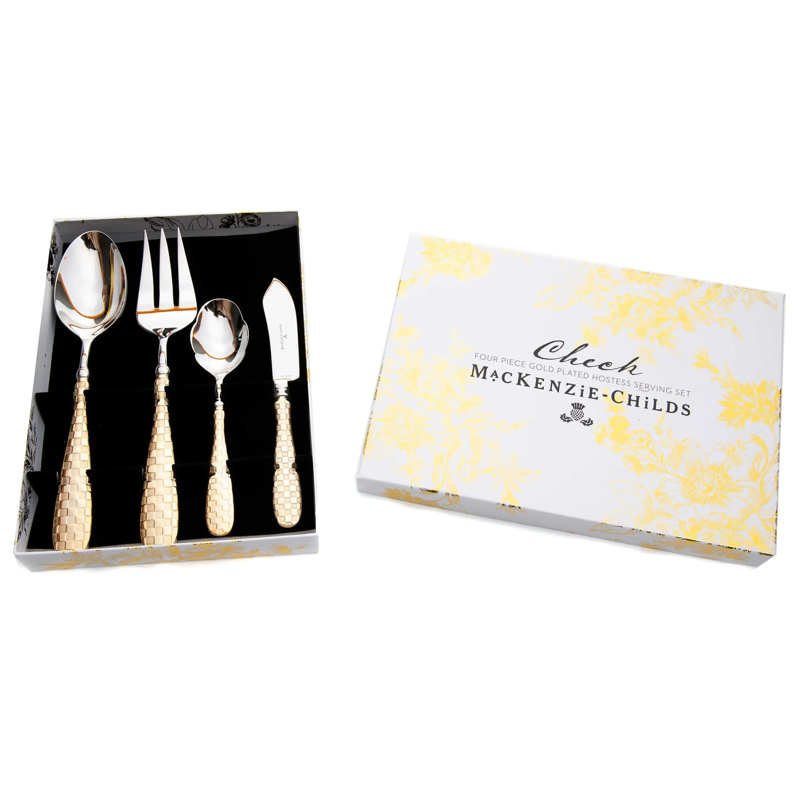 Gold Check Hostess Serving Set|MacKenzie-Childs