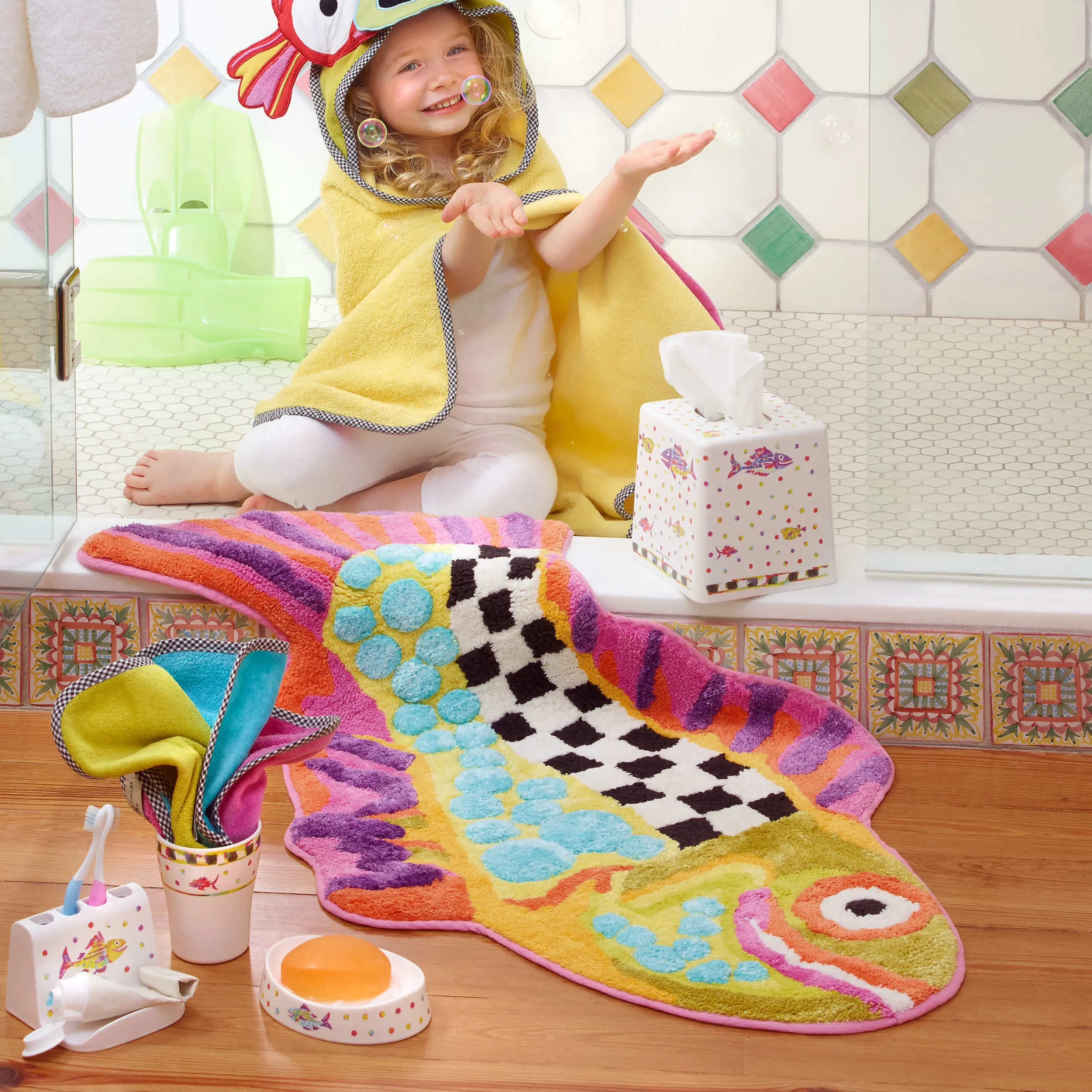 Happy Fish Bath Rug|MacKenzie-Childs Outlet