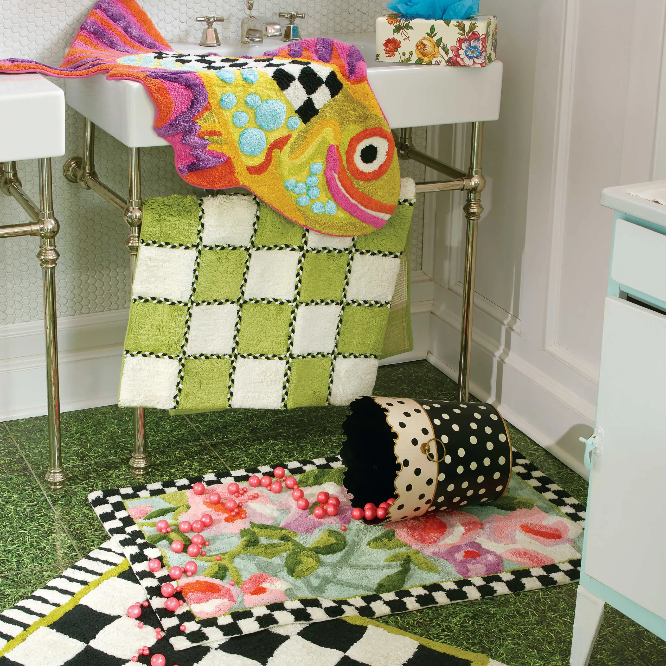Happy Fish Bath Rug|MacKenzie-Childs Outlet