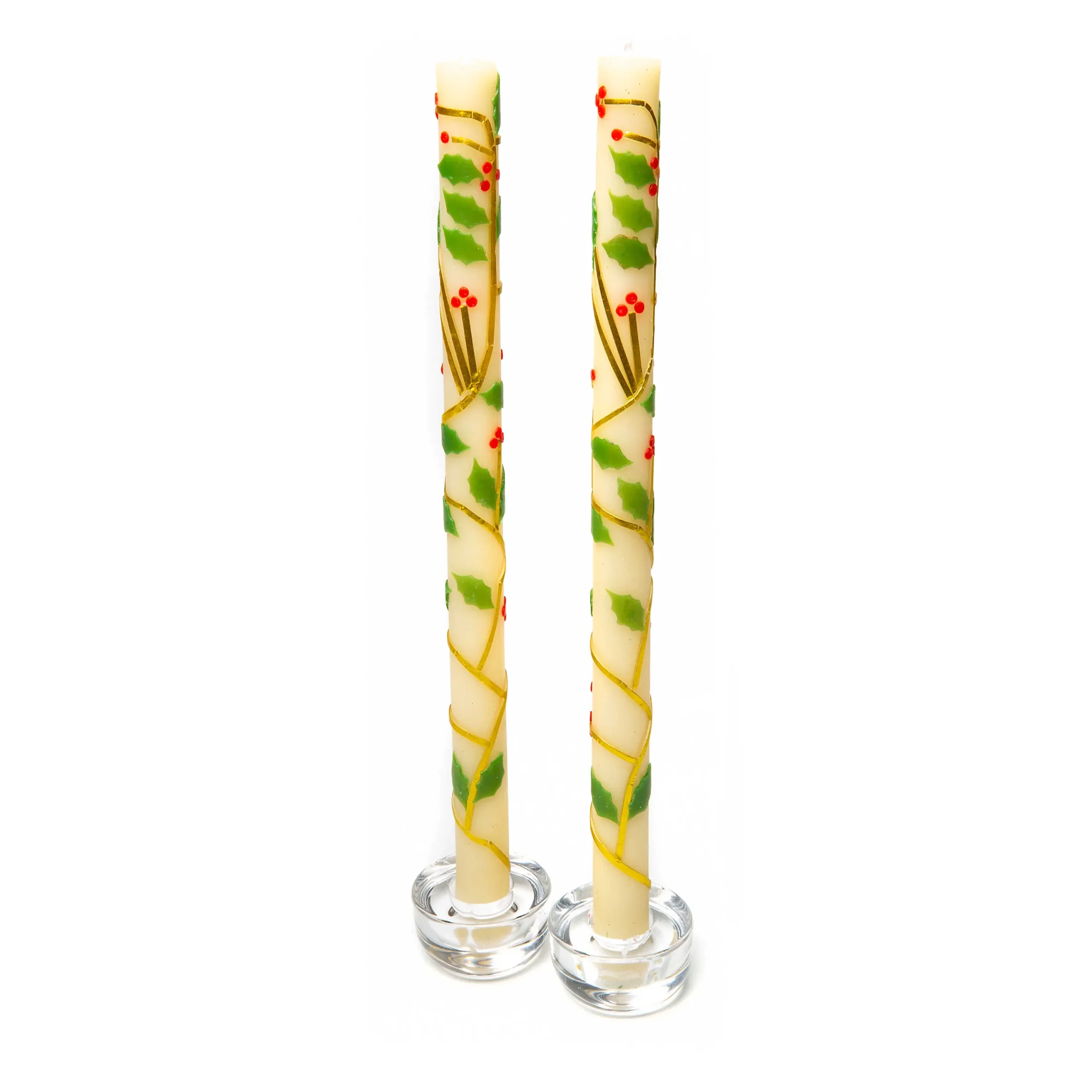 Holly Dinner Candles - Set Of 2|MacKenzie-Childs Online