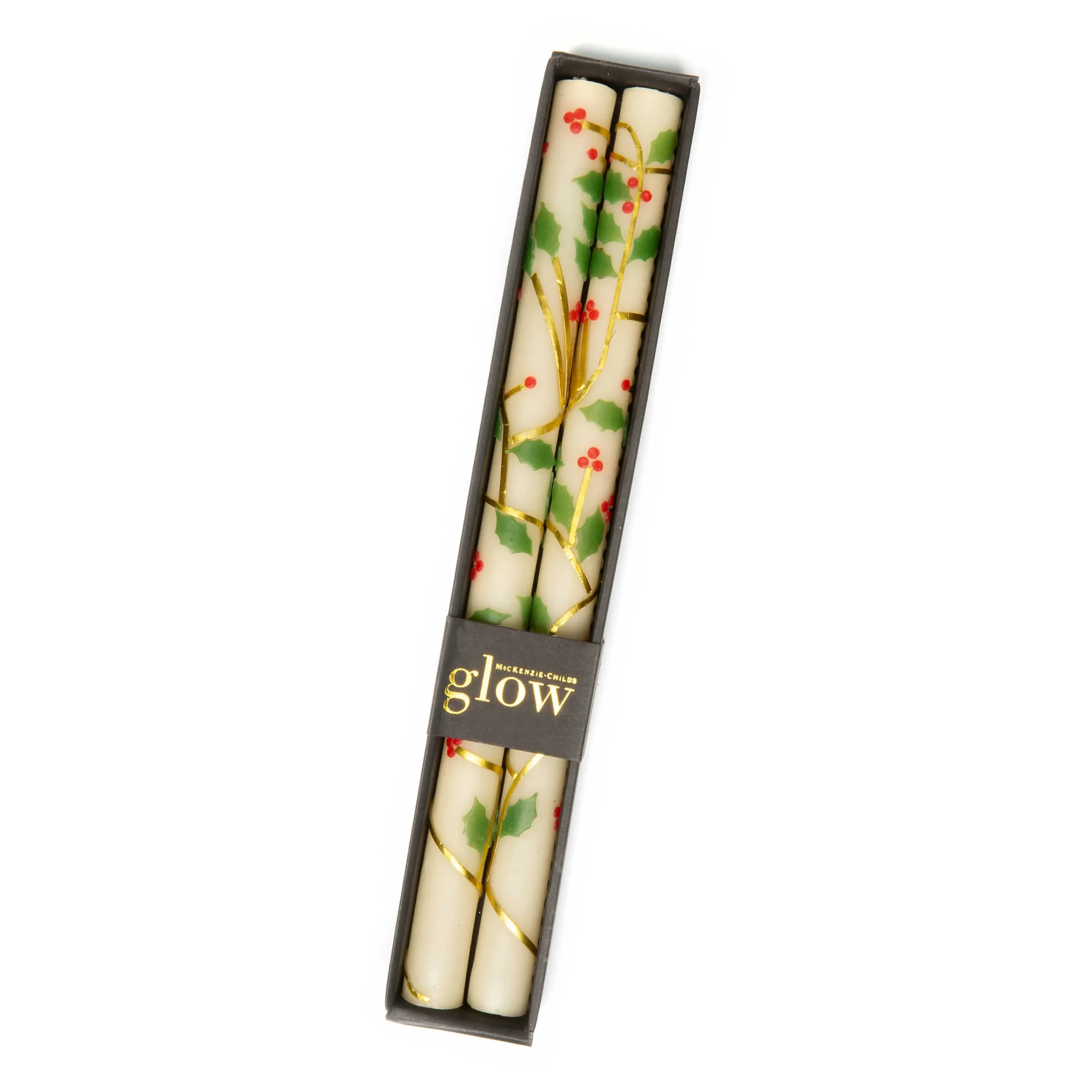 Holly Dinner Candles - Set Of 2|MacKenzie-Childs Online