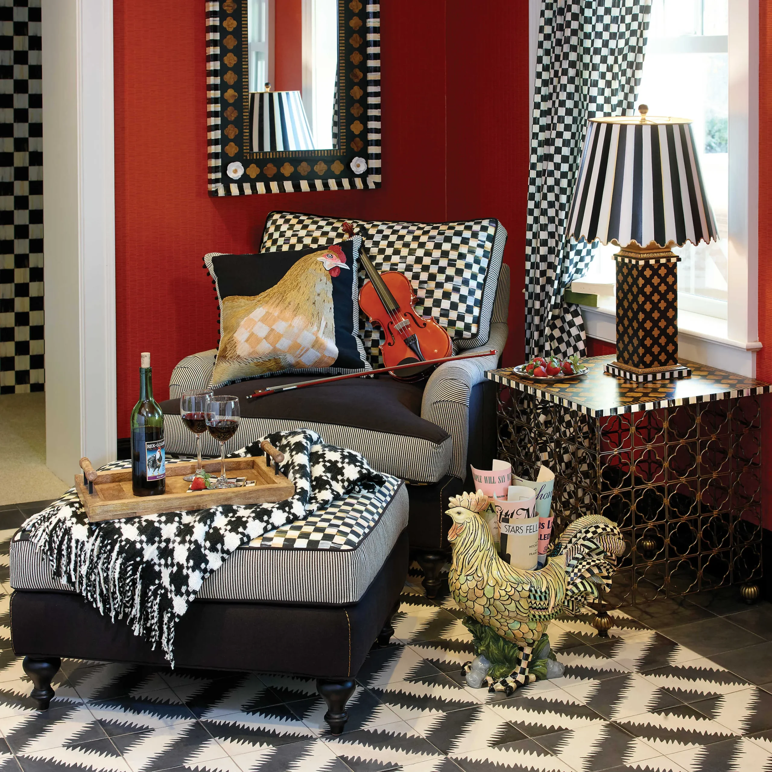 Houndstooth Throw - Black & Ivory|MacKenzie-Childs Hot