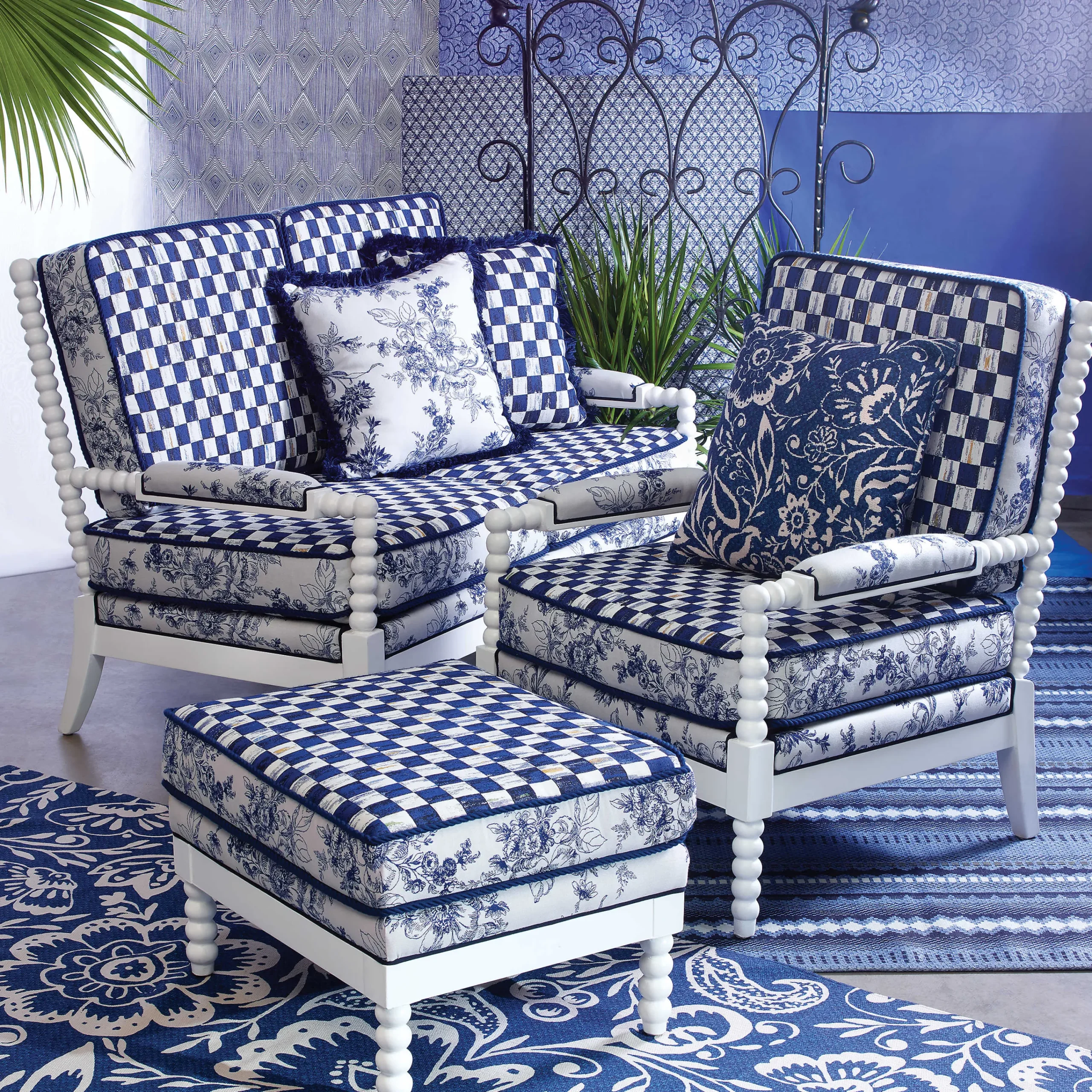 Indigo Villa Outdoor Chair|MacKenzie-Childs Sale