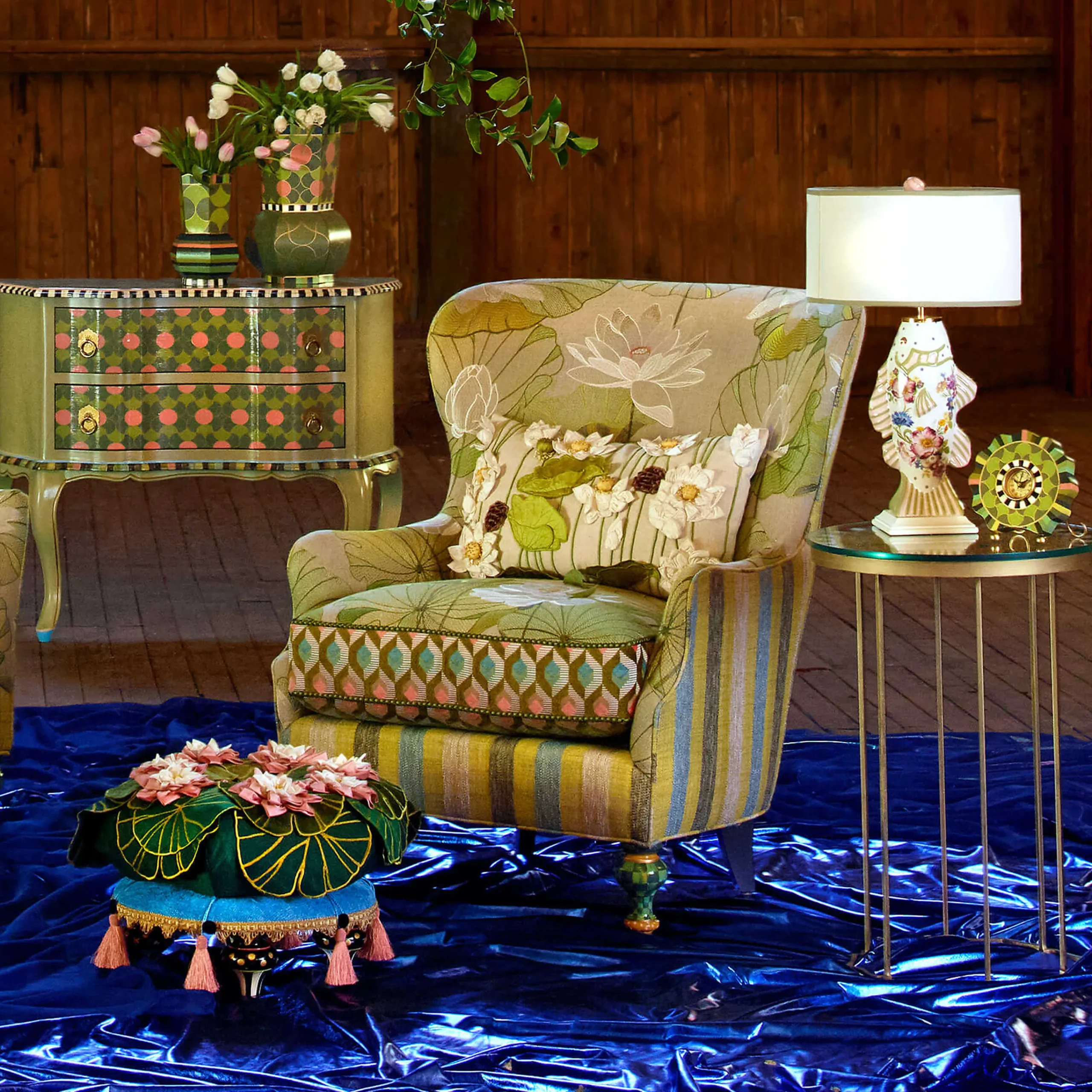 Lily Pond Footstool|MacKenzie-Childs Outlet