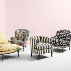 Marquee Accent Chair - Chenille Grey Stripe|MacKenzie-Childs Sale