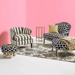 Marquee Accent Chair - Chenille Grey Stripe|MacKenzie-Childs Sale