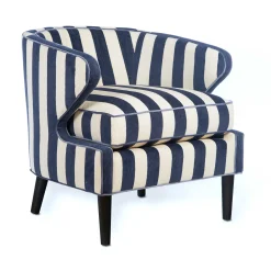 Marquee Accent Chair - Chenille Navy Stripe|MacKenzie-Childs Best