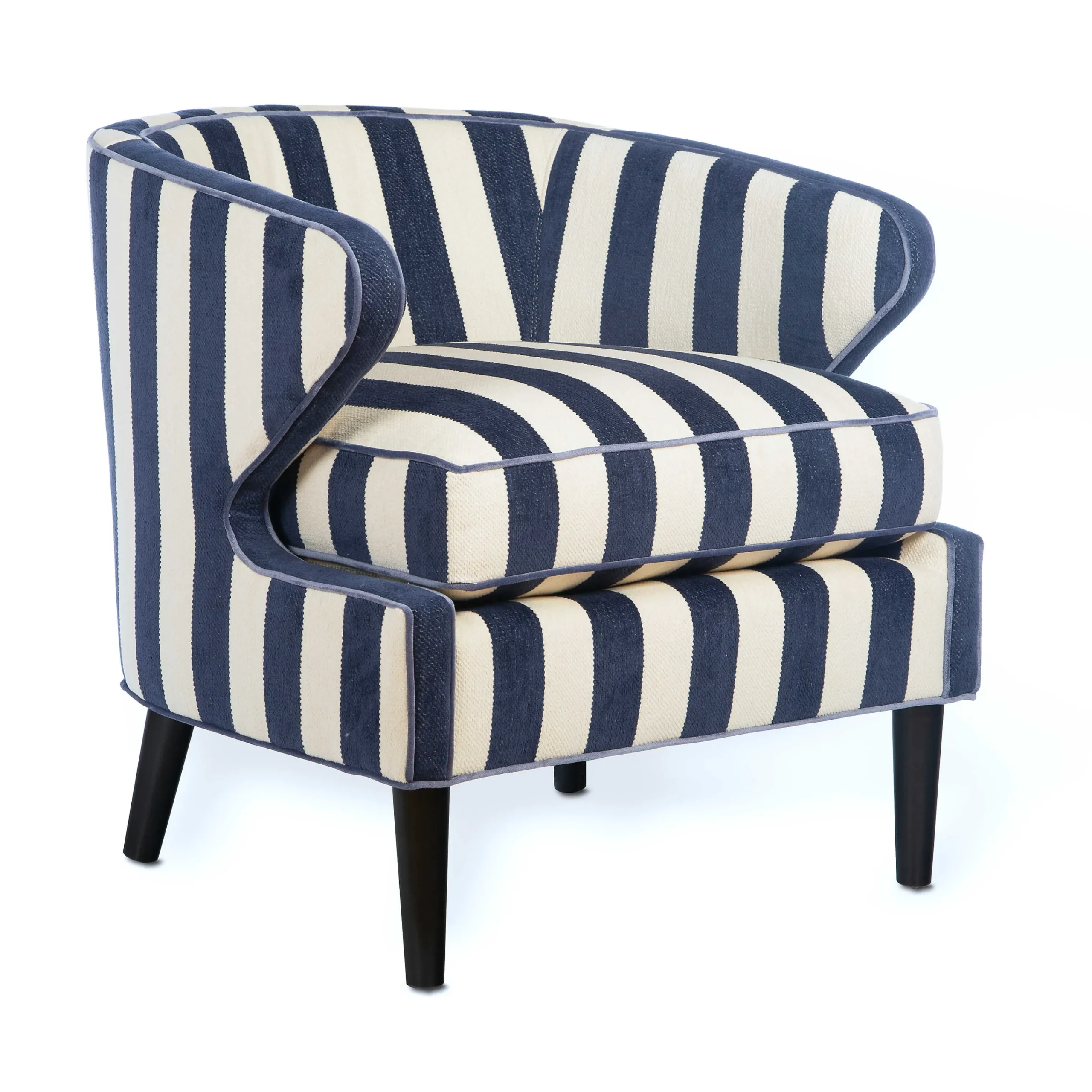 Marquee Accent Chair - Chenille Navy Stripe|MacKenzie-Childs Best