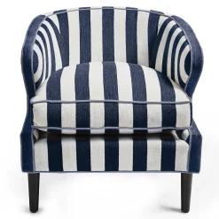 Marquee Accent Chair - Chenille Navy Stripe|MacKenzie-Childs Best